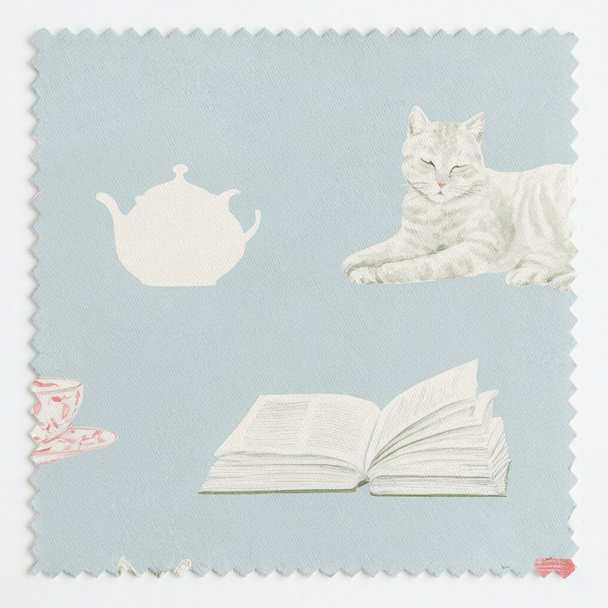Reading & Tea Cats - Fabric - Linen Rowe