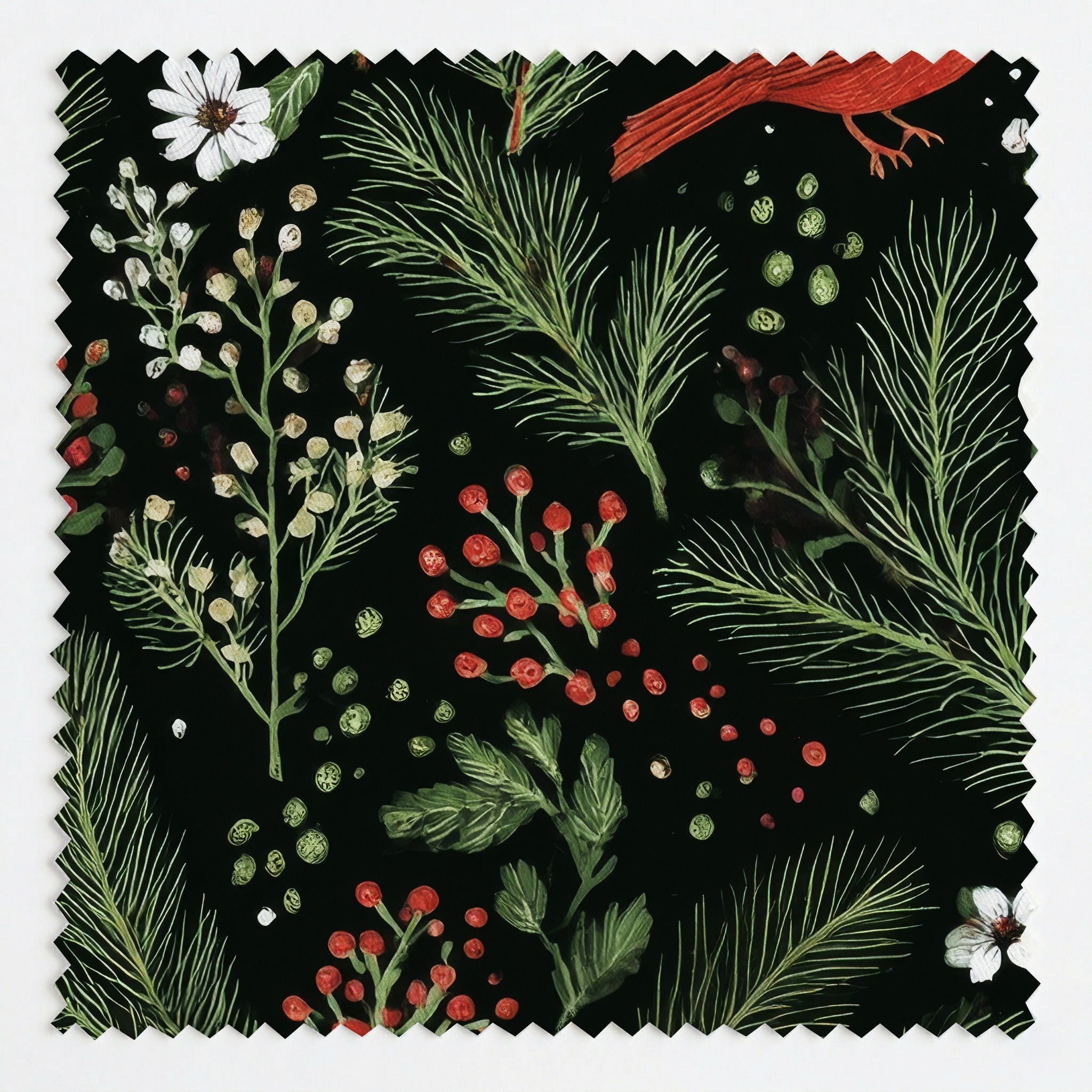 Red Songbirds - Fabric - Linen Rowe