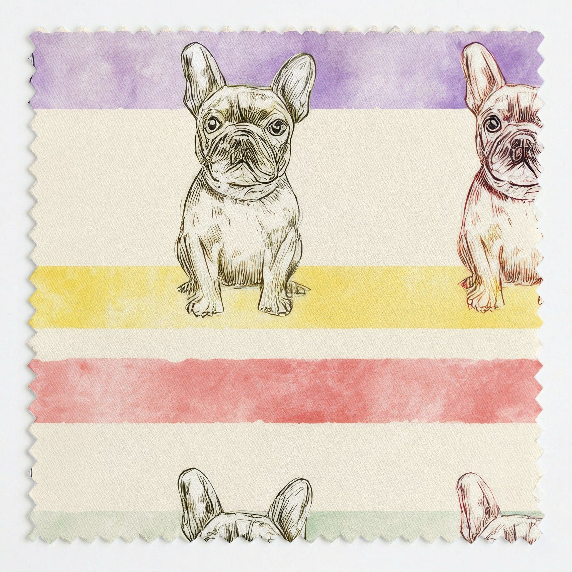Retro Frenchie Stripe - Fabric - Linen Rowe
