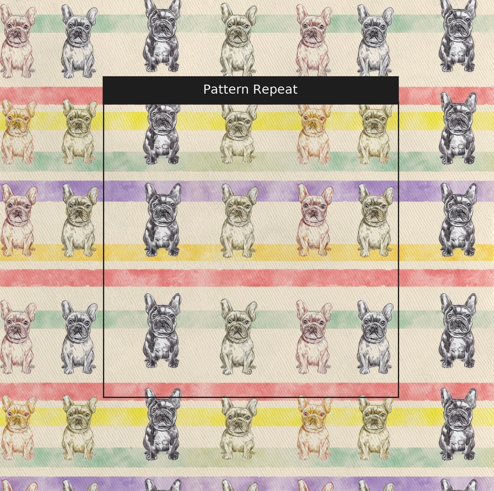 Retro Frenchie Stripe - Fabric - Linen Rowe