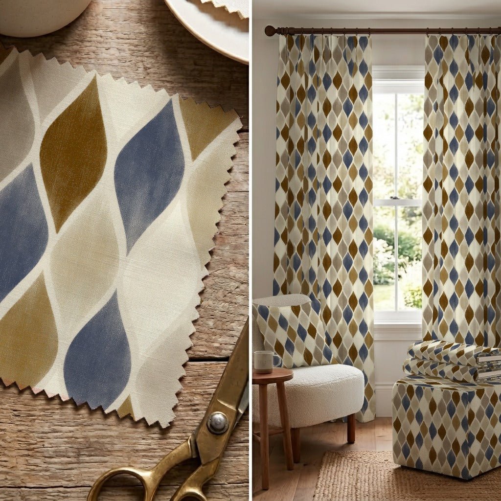Rhys Diamonds - Fabric - Linen Rowe