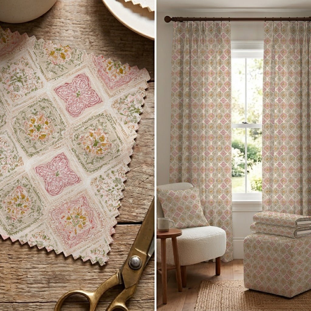 Rose Medallion - Fabric - Linen Rowe