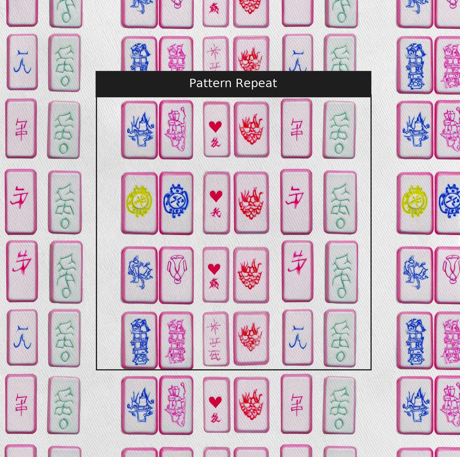 Rosy Tile Mahjong Set - Fabric - Linen Rowe