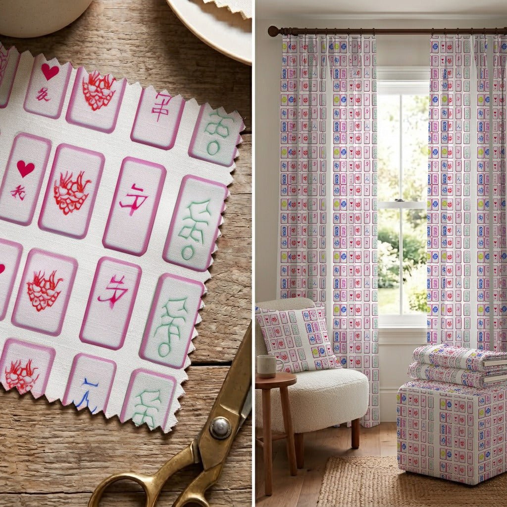 Rosy Tile Mahjong Set - Fabric - Linen Rowe