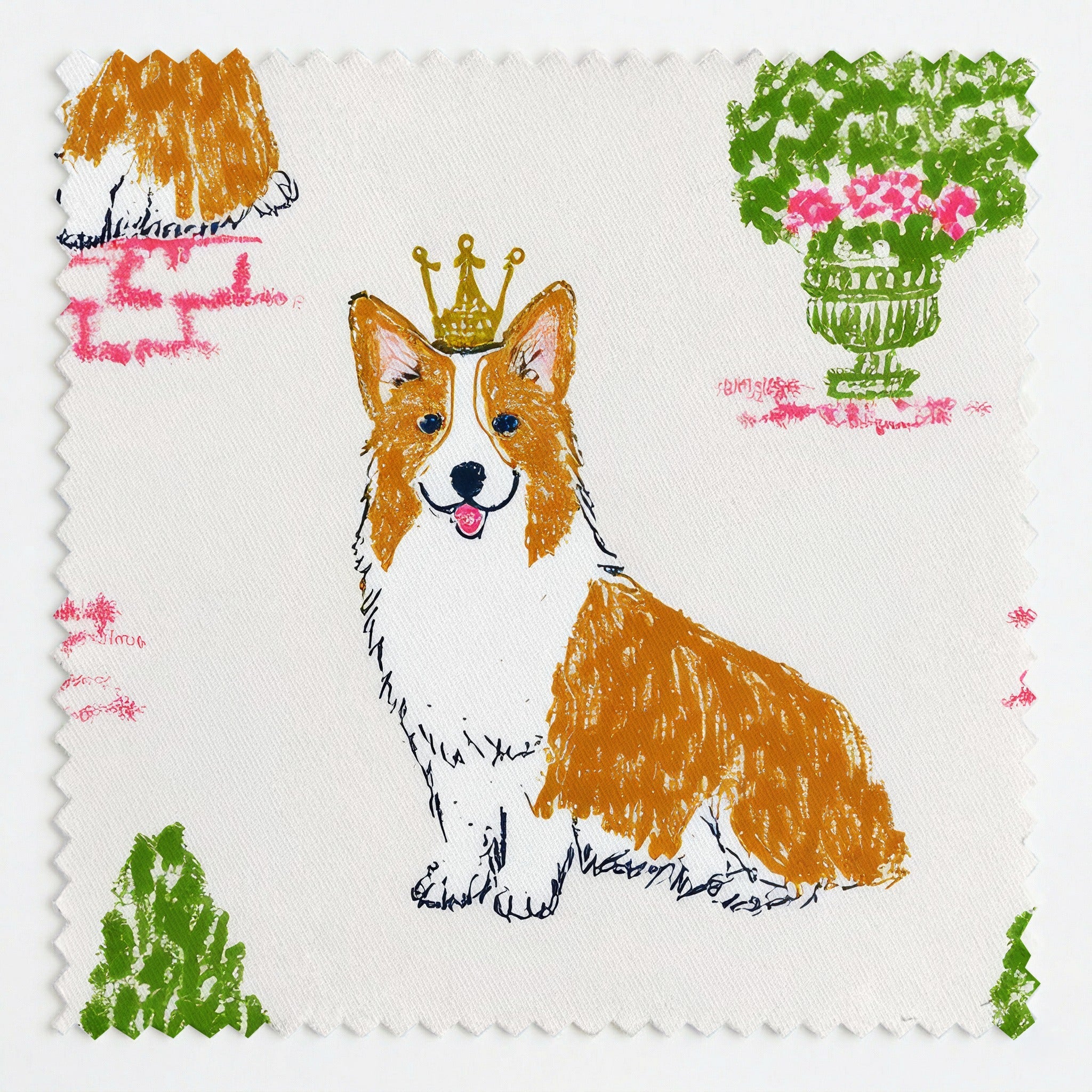 Royal Corgi Highness - Fabric - Linen Rowe