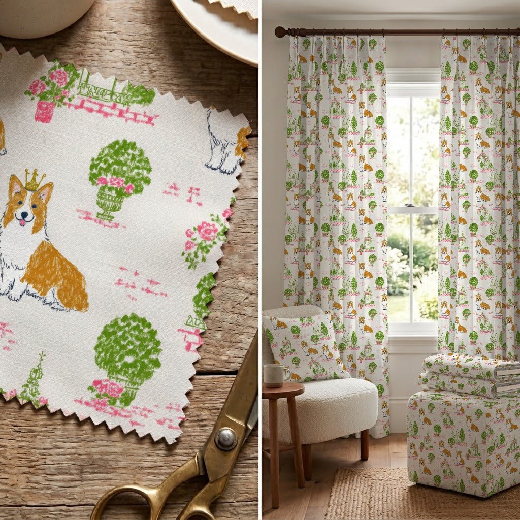 Royal Corgi Highness - Fabric - Linen Rowe
