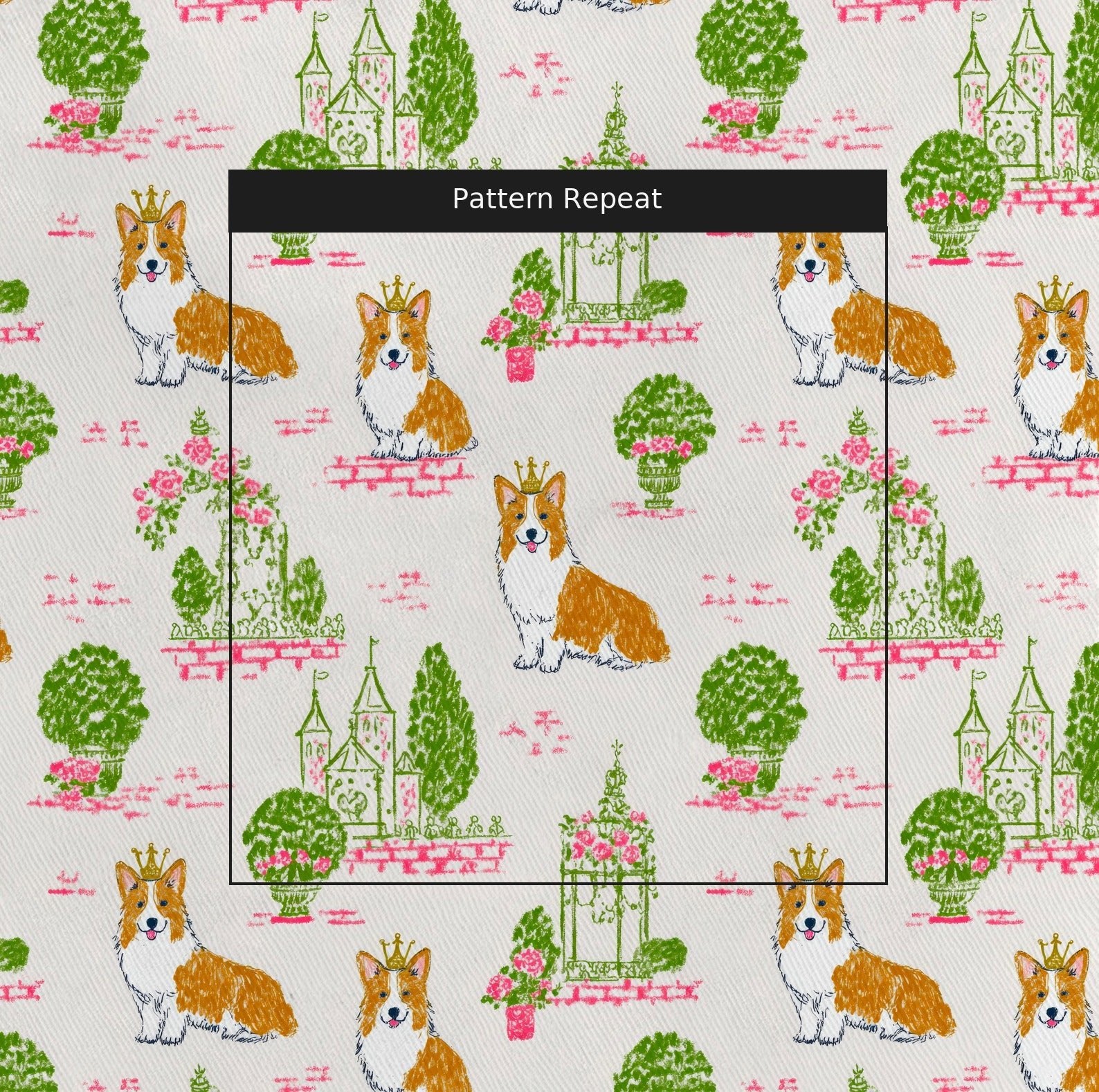 Royal Corgi Highness - Fabric - Linen Rowe