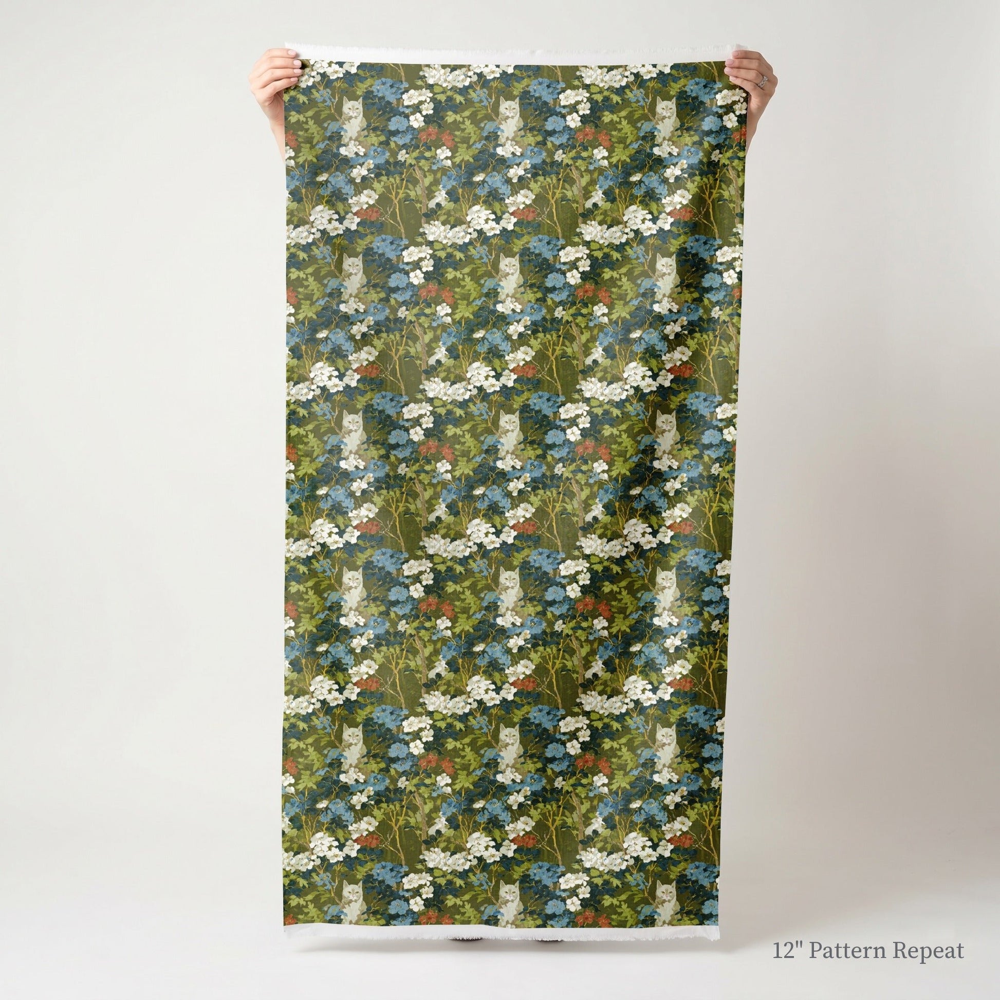Russian Blue Bloom - Fabric - Linen Rowe