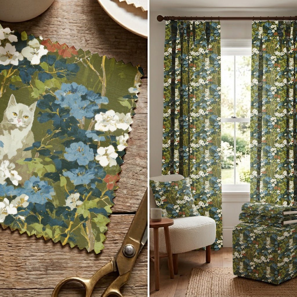 Russian Blue Bloom - Fabric - Linen Rowe