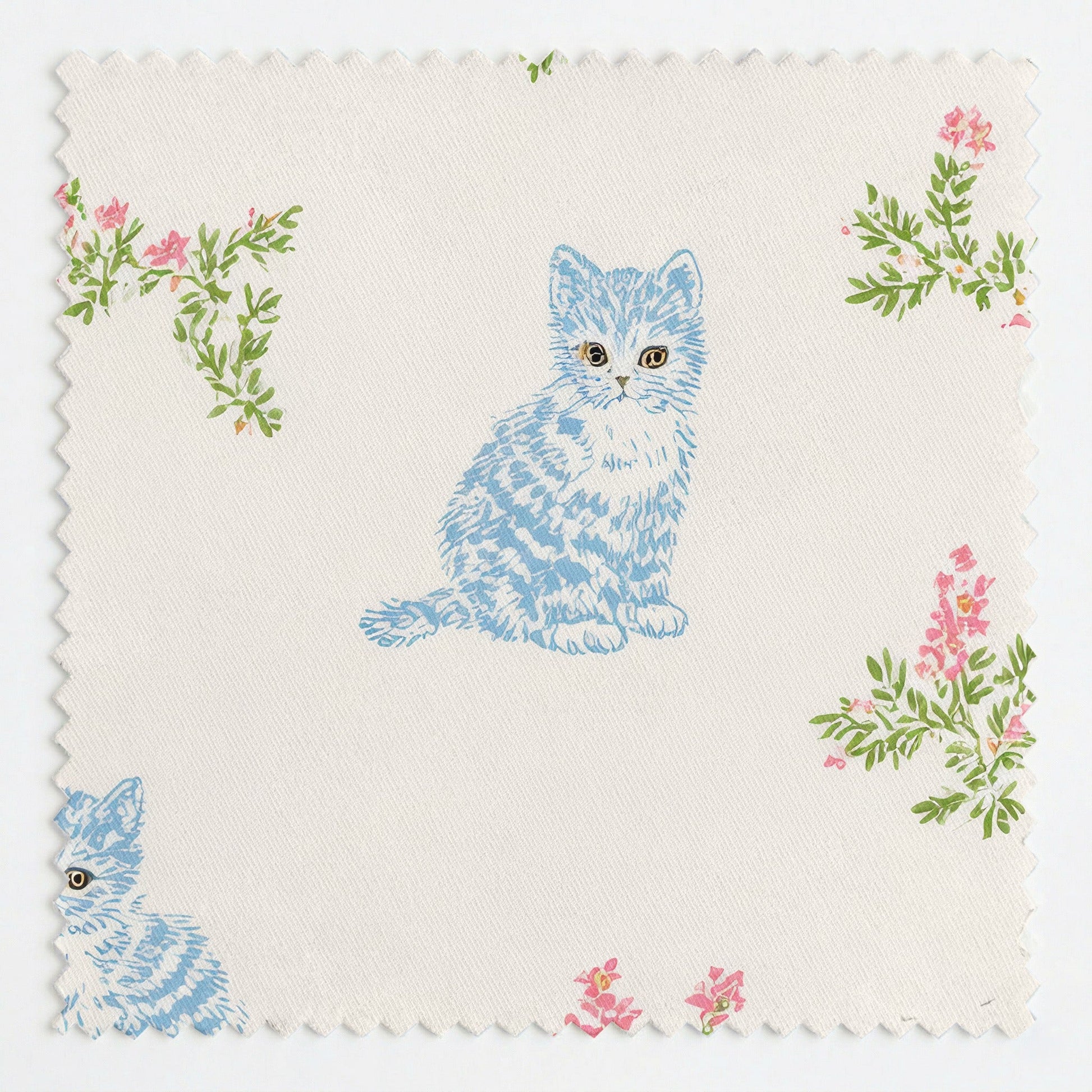 Russian Blue & Bluebirds - Fabric - Linen Rowe