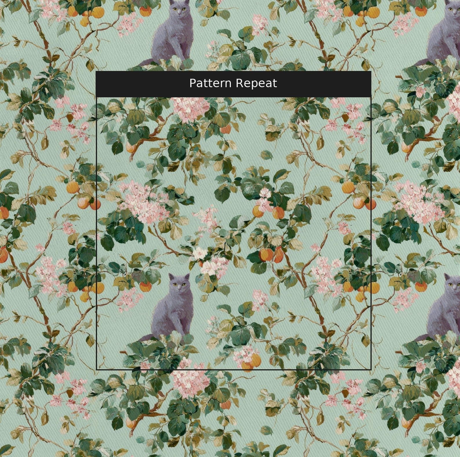 Russian Blue Orange Blossom - Fabric - Linen Rowe