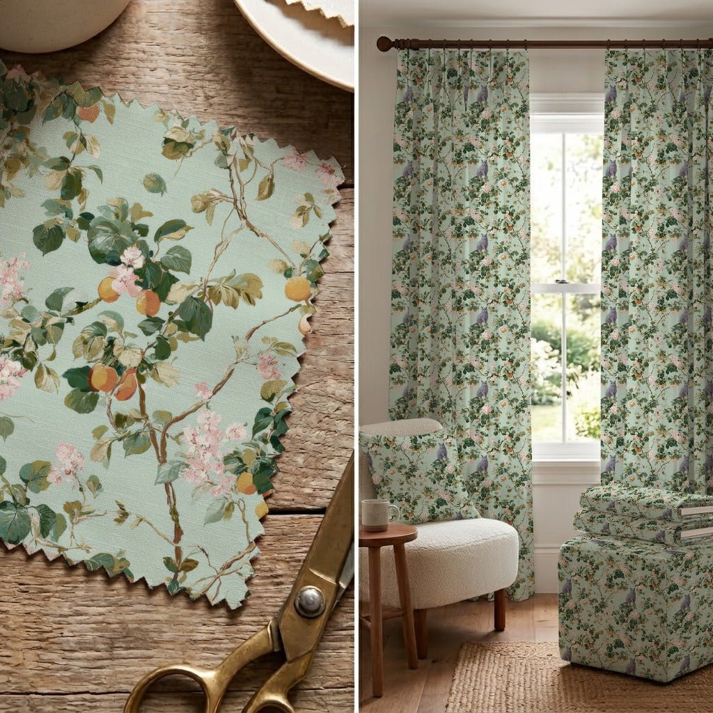 Russian Blue Orange Blossom - Fabric - Linen Rowe