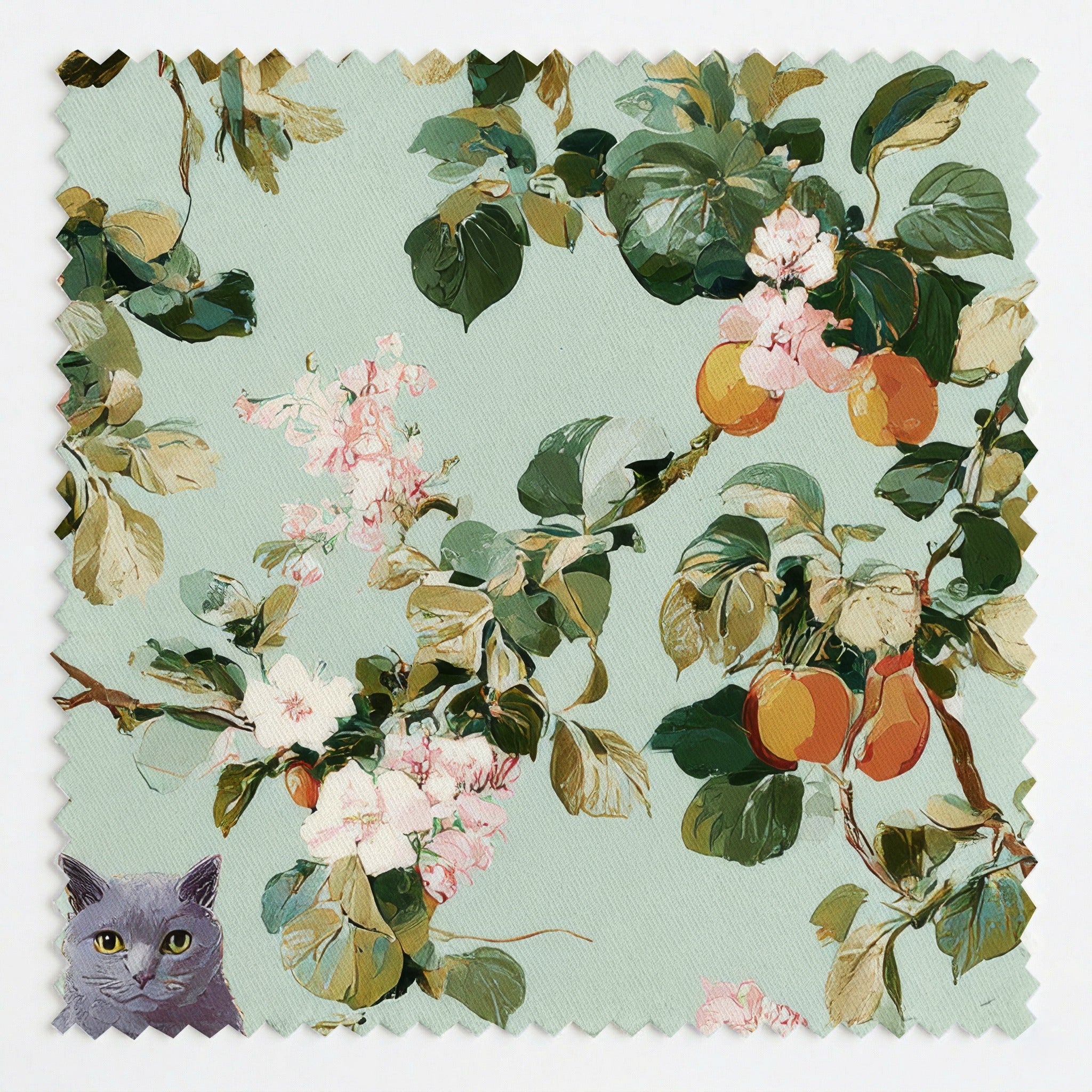 Russian Blue Orange Blossom - Fabric - Linen Rowe
