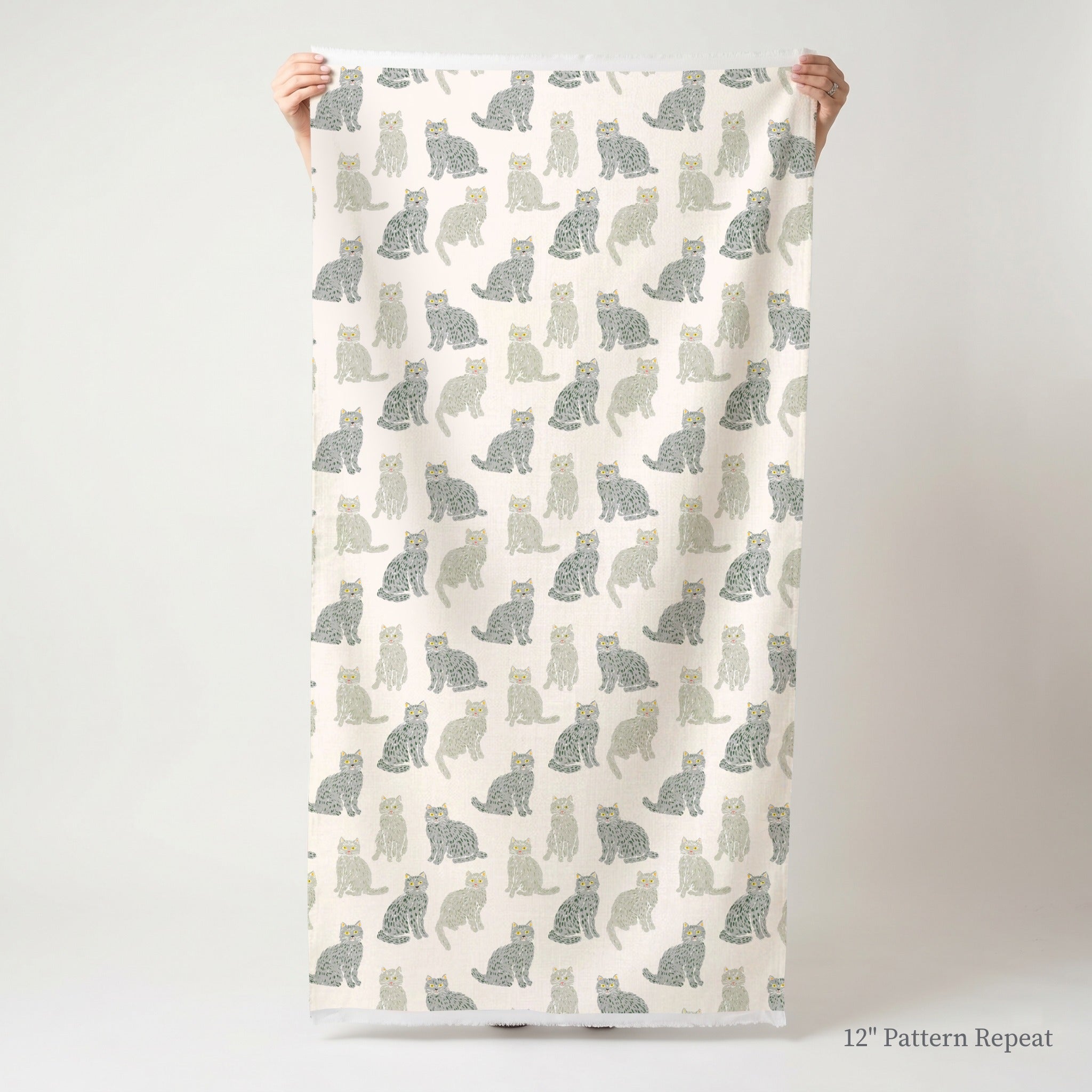 Russian Blue Pattern - Fabric - Linen Rowe