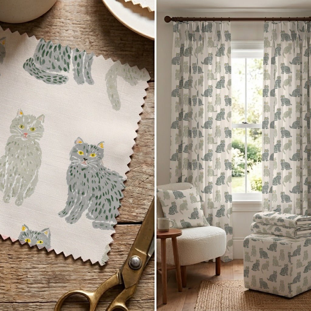 Russian Blue Pattern - Fabric - Linen Rowe