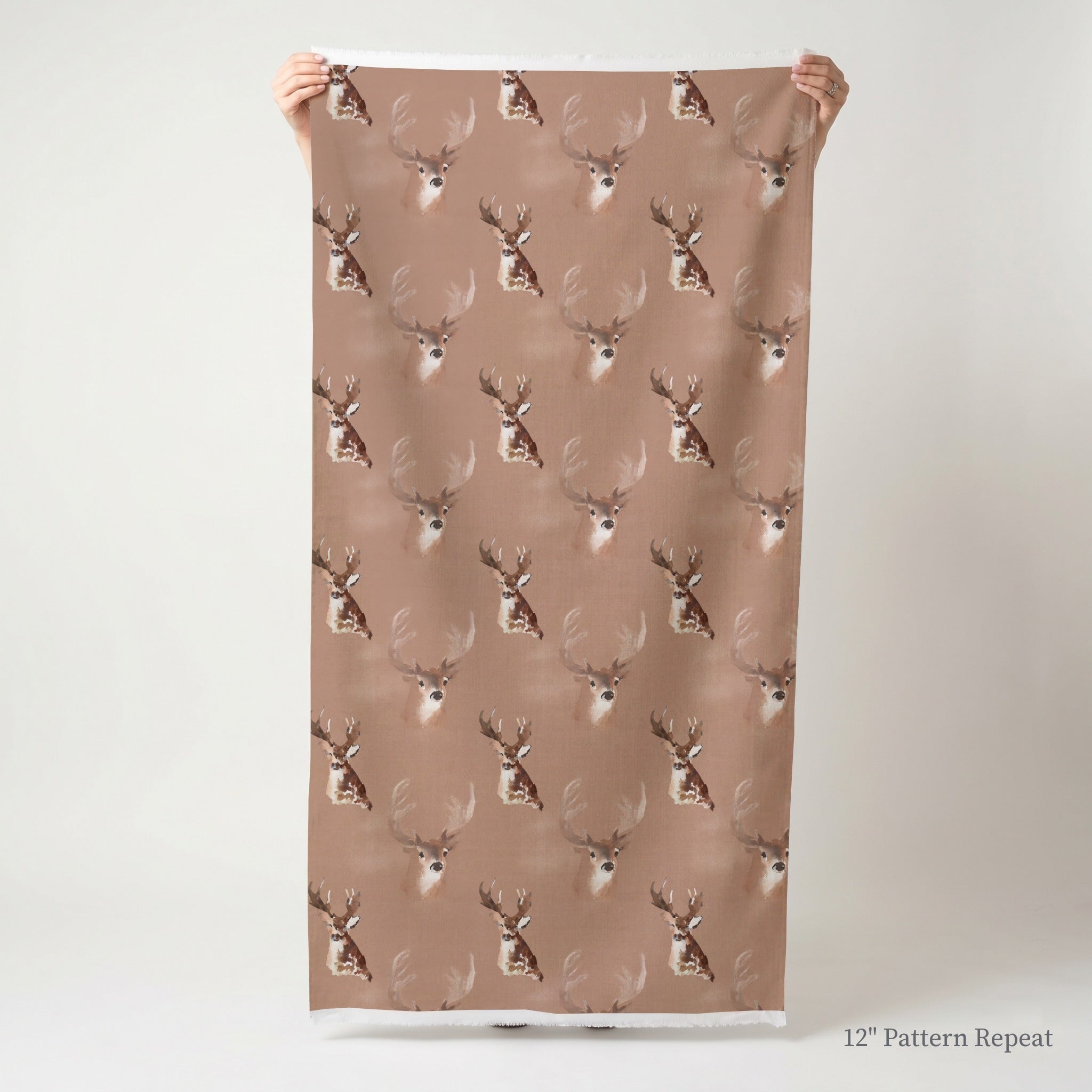 Rustic Stag Portrait - Fabric - Linen Rowe