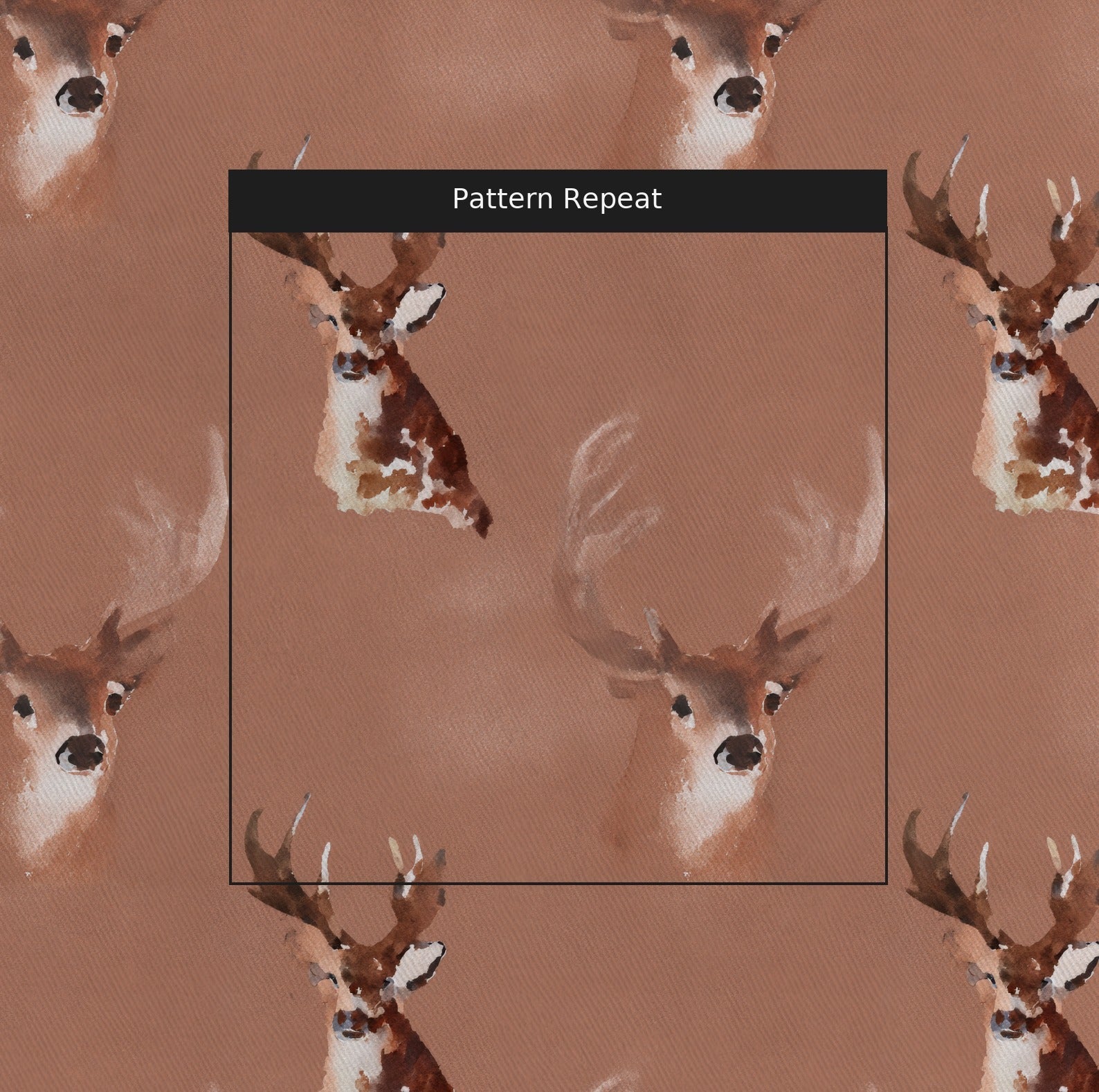Rustic Stag Portrait - Fabric - Linen Rowe
