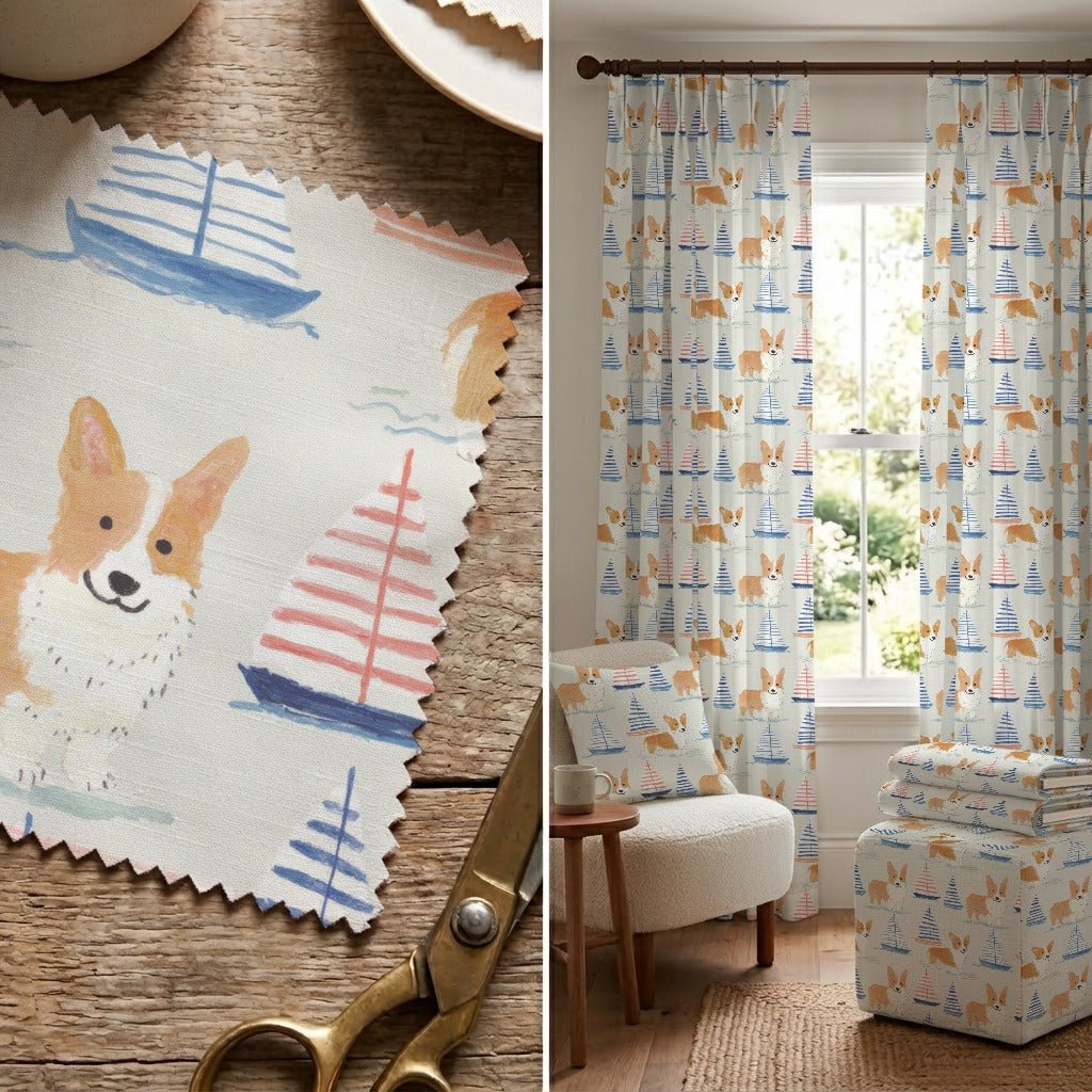 Sailor Corgi - Fabric - Linen Rowe