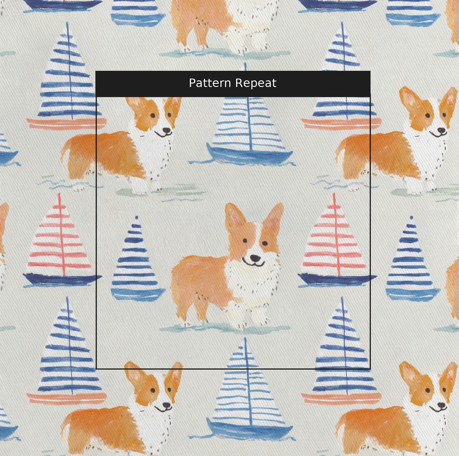 Sailor Corgi - Fabric - Linen Rowe