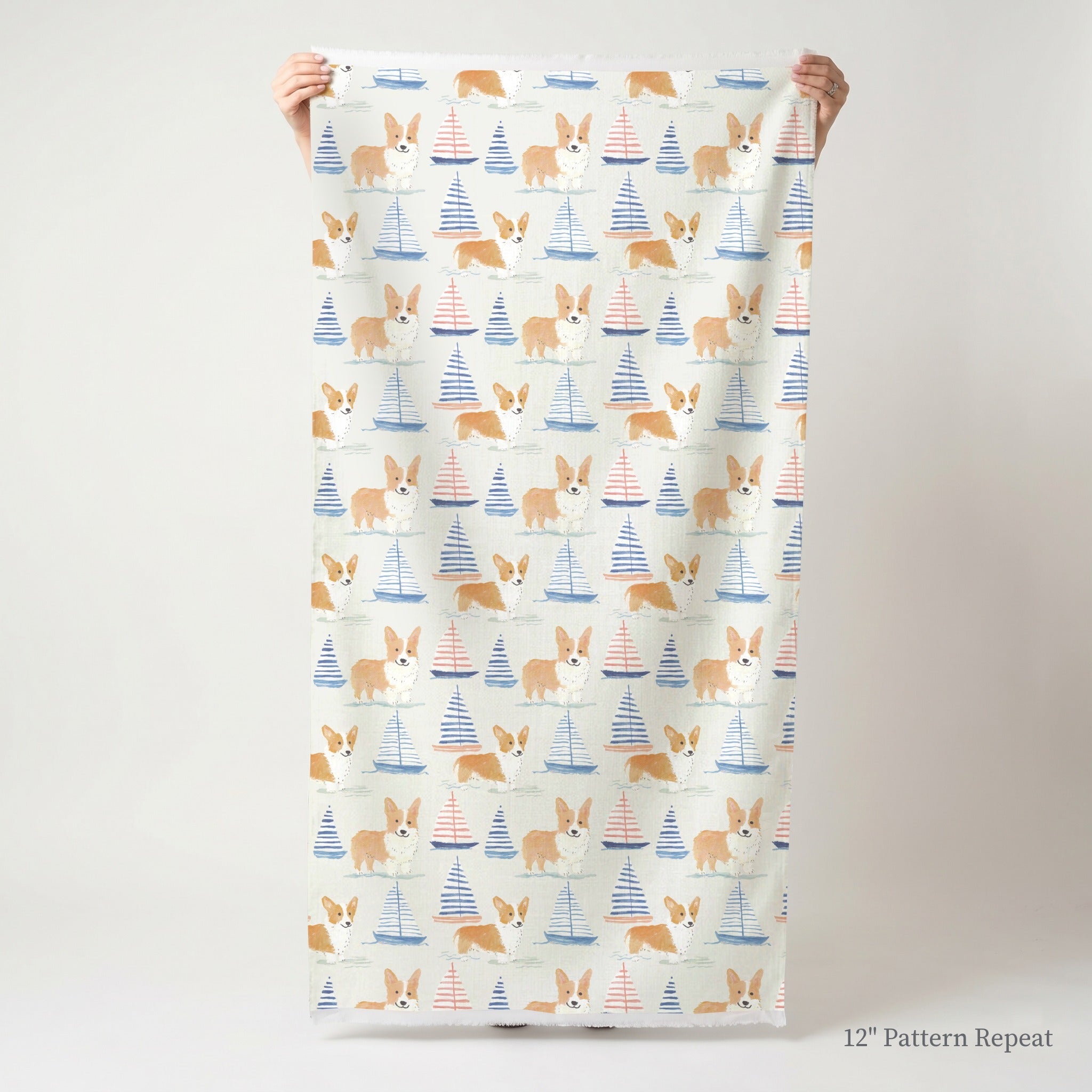 Sailor Corgi - Fabric - Linen Rowe
