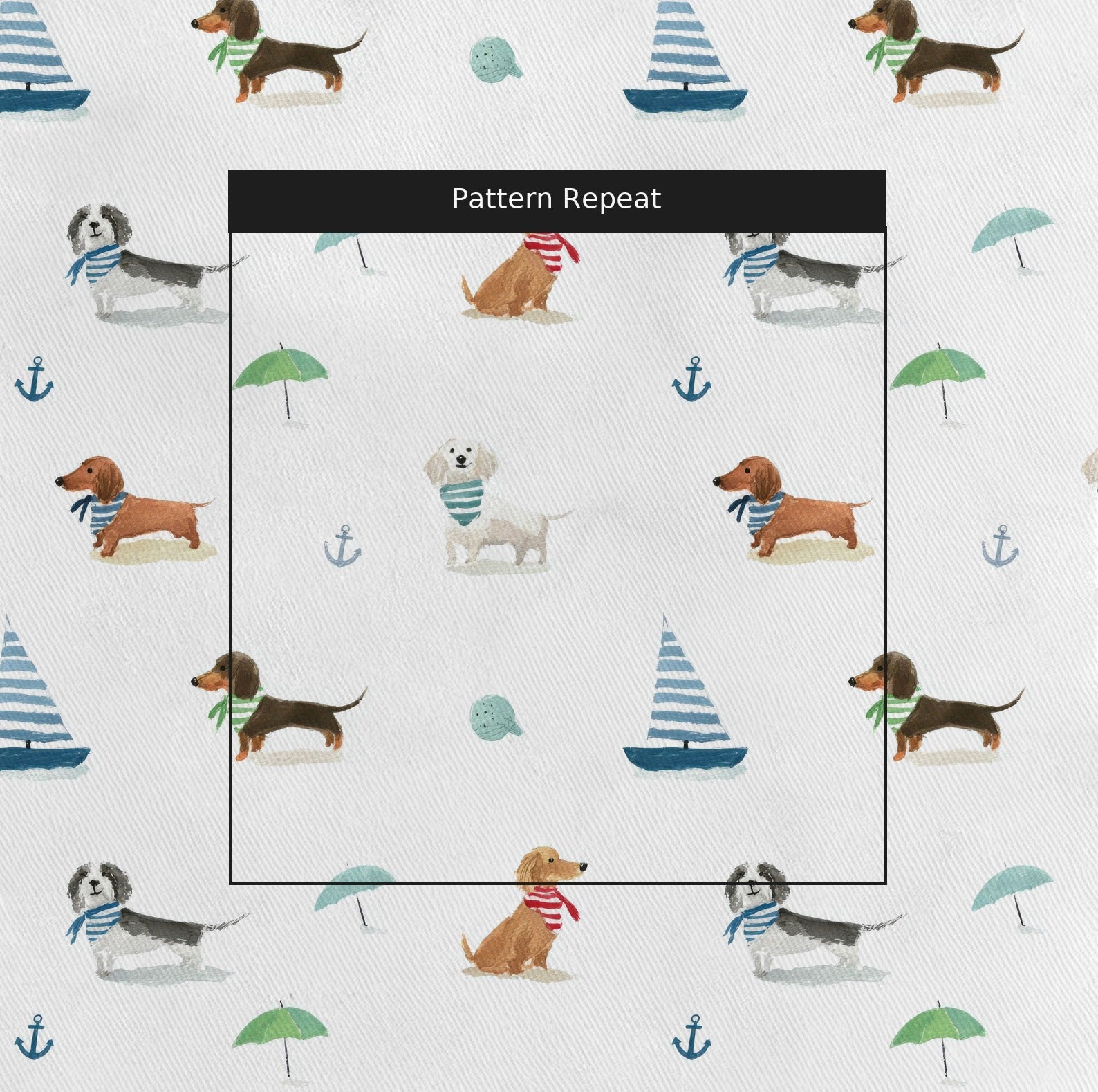 Sailor Dachshund - Fabric - Linen Rowe