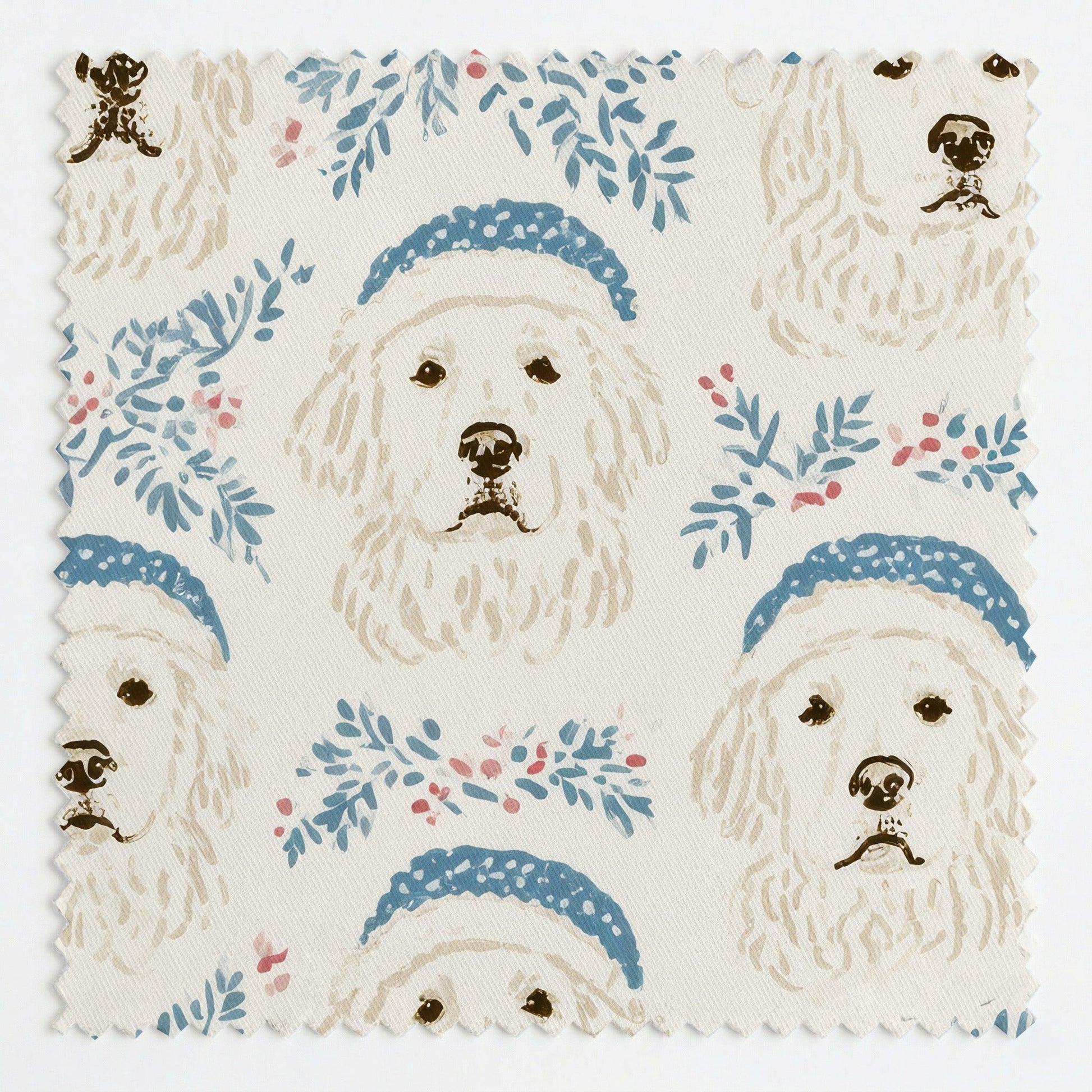 Santa's Little Bark - Fabric - Linen Rowe