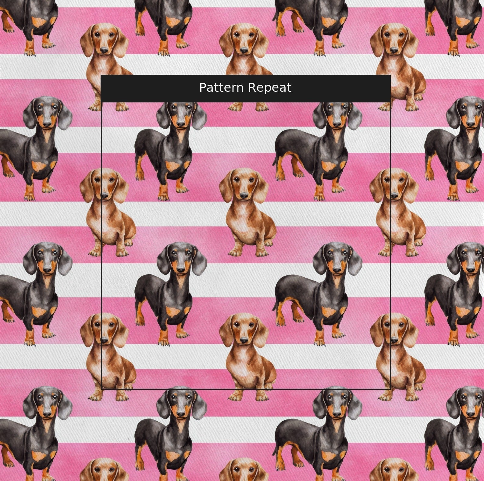 Sassy Stripe Dachshund - Fabric - Linen Rowe