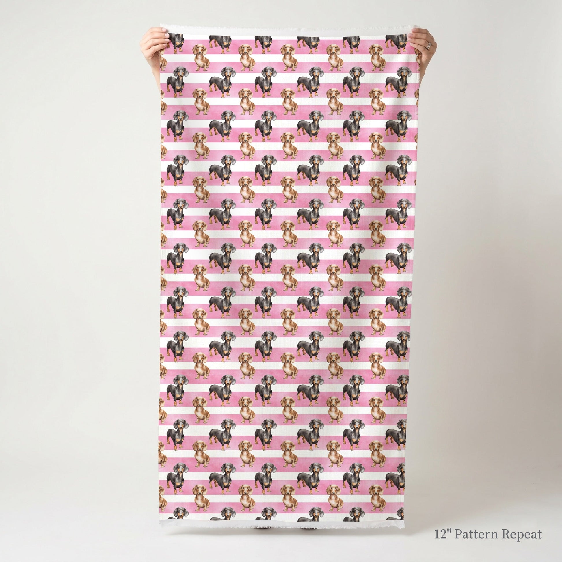 Sassy Stripe Dachshund - Fabric - Linen Rowe