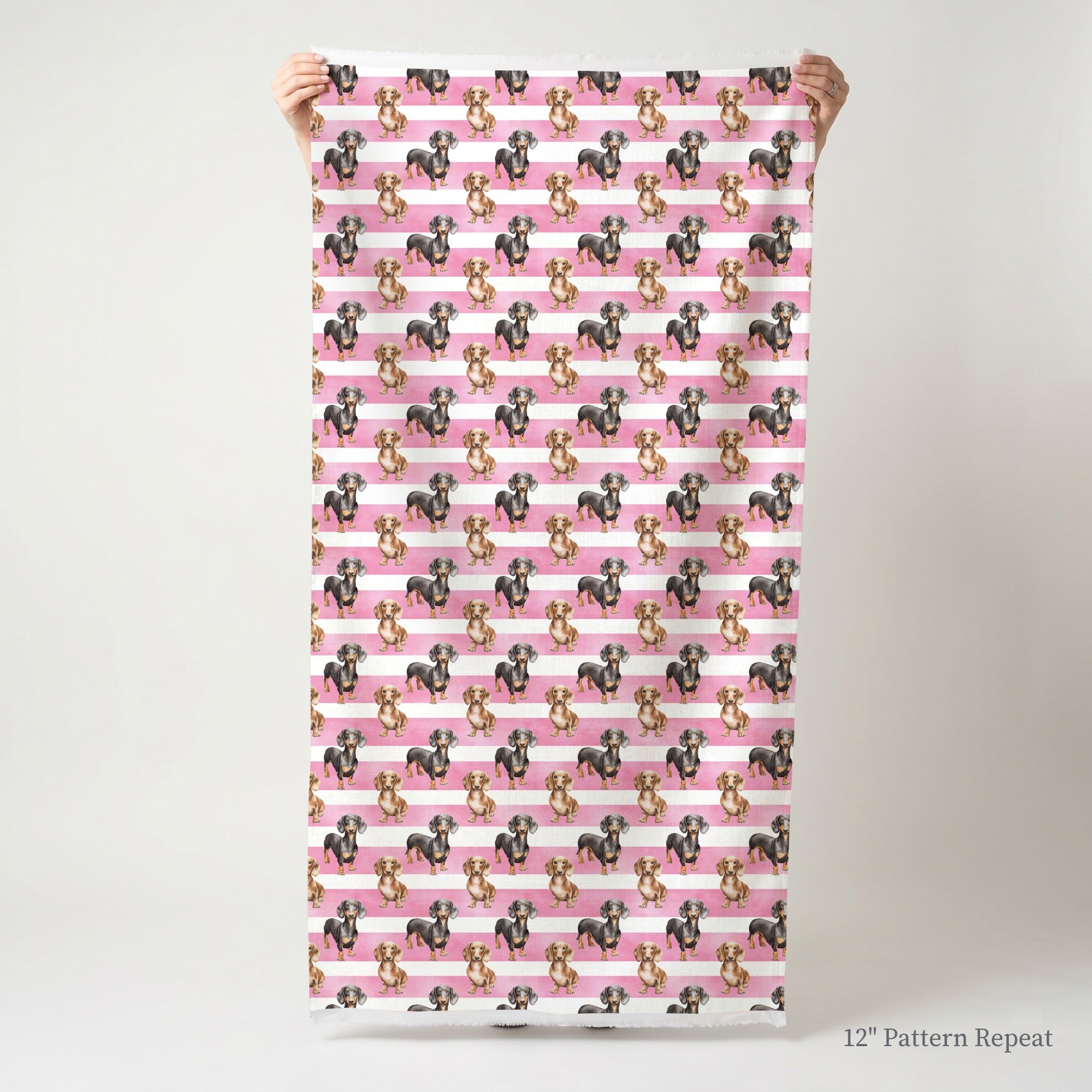 Sassy Stripe Dachshund - Fabric - Linen Rowe