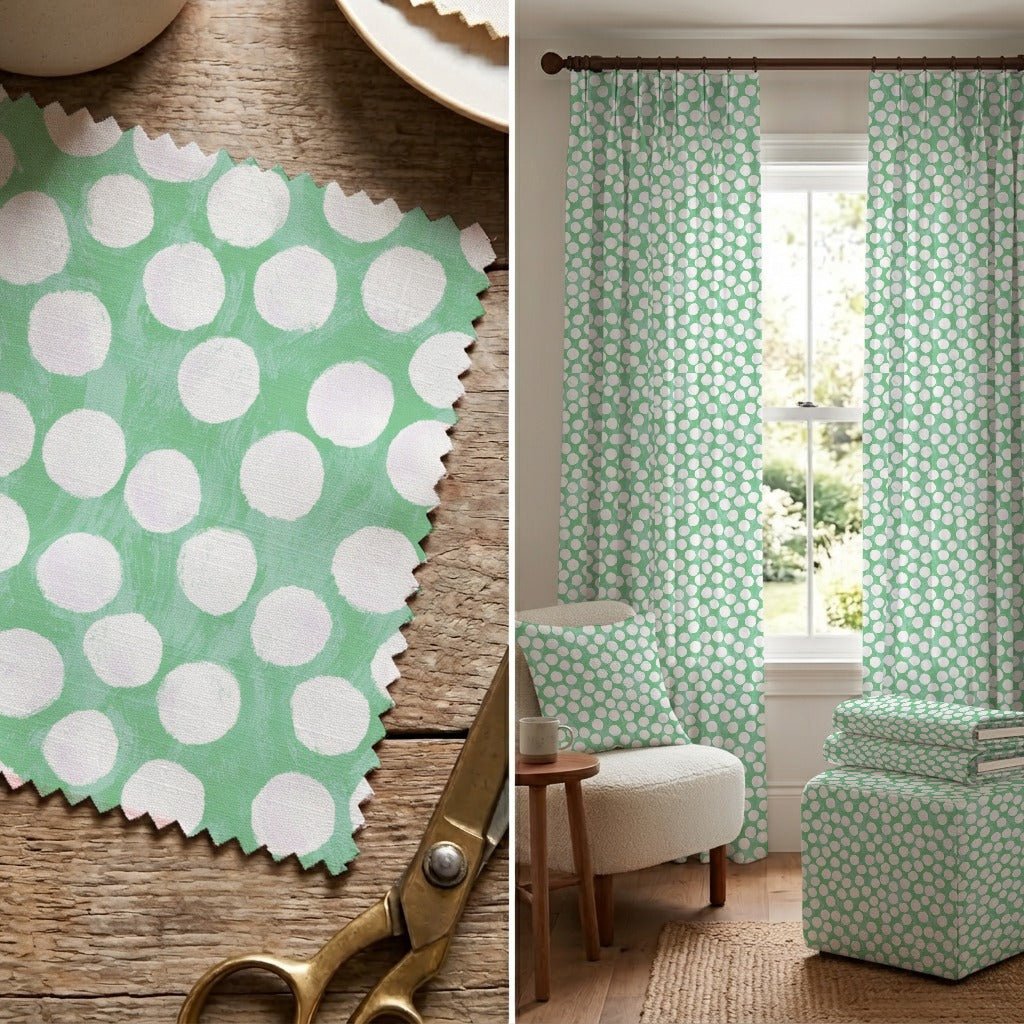 Sea Green Polka Dot - Fabric - Linen Rowe