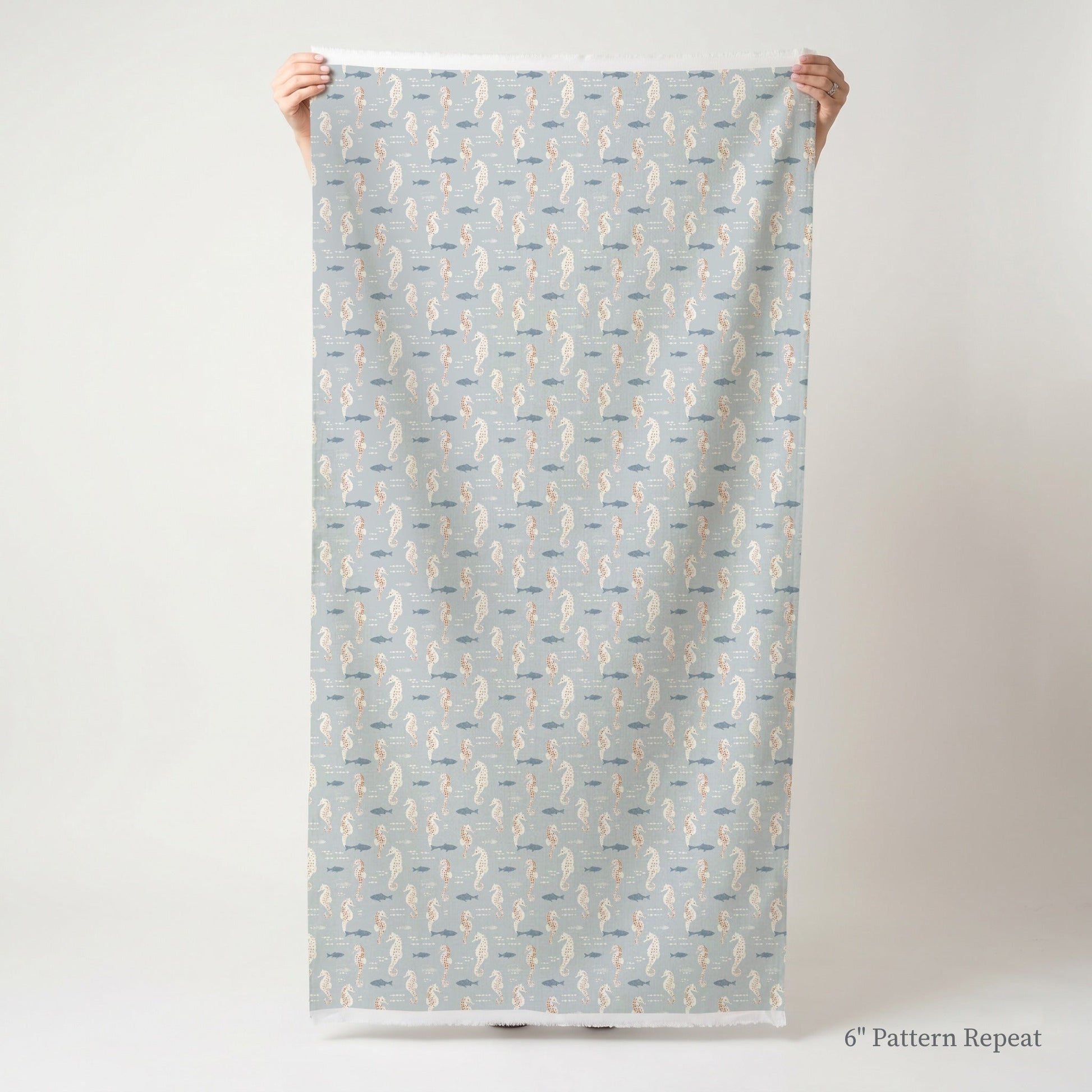 Seahorse in the Ocean - Fabric - Linen Rowe