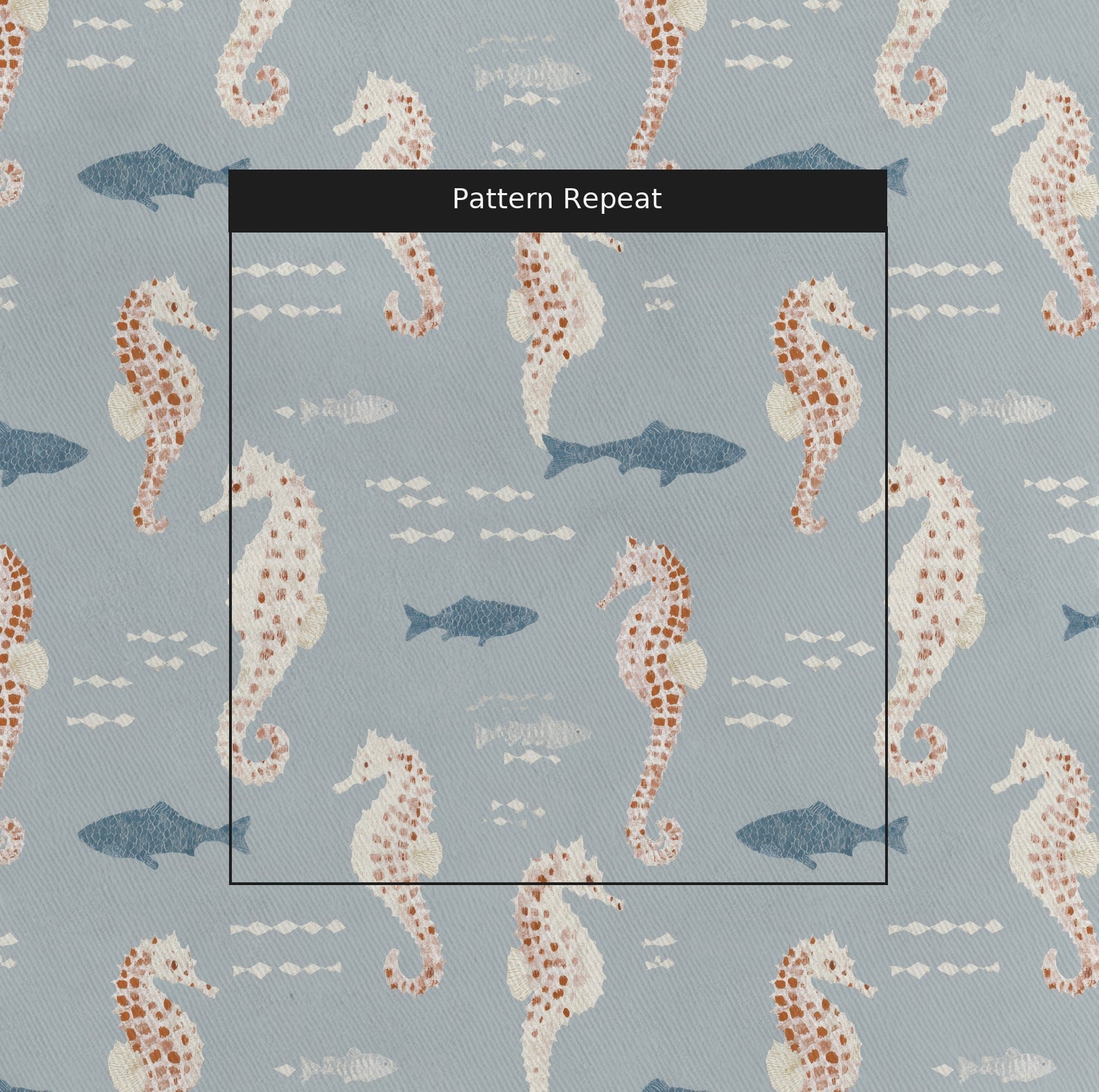 Seahorse in the Ocean - Fabric - Linen Rowe