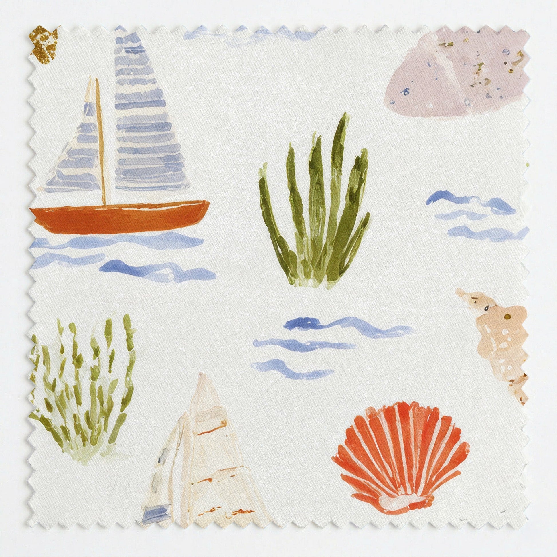 Seashells & Boats - Fabric - Linen Rowe