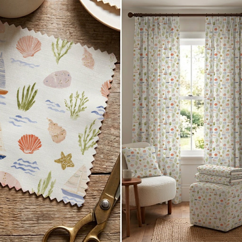 Seashells & Boats - Fabric - Linen Rowe