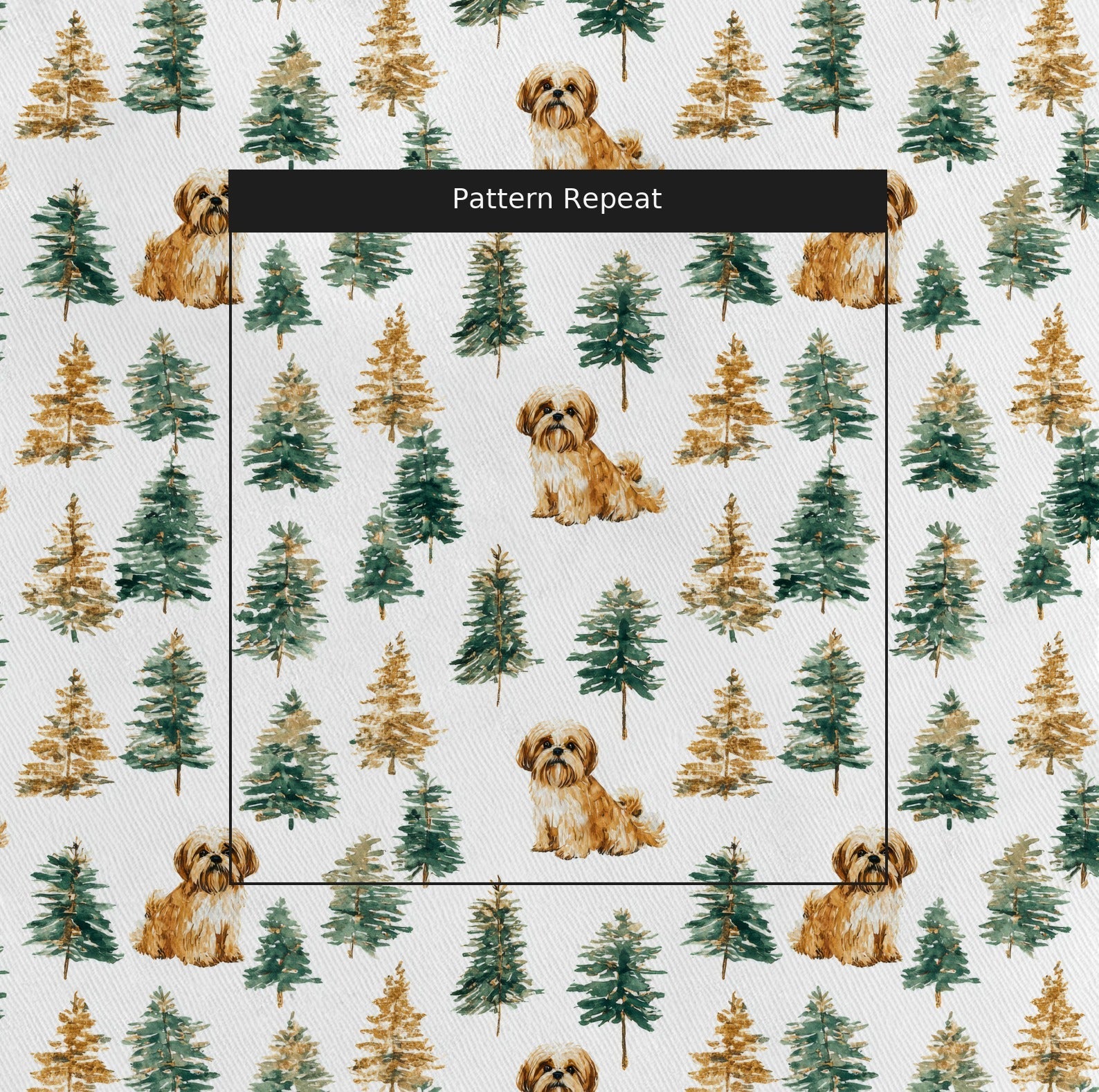 Shih Tzu Evergreen Grove - Fabric - Linen Rowe