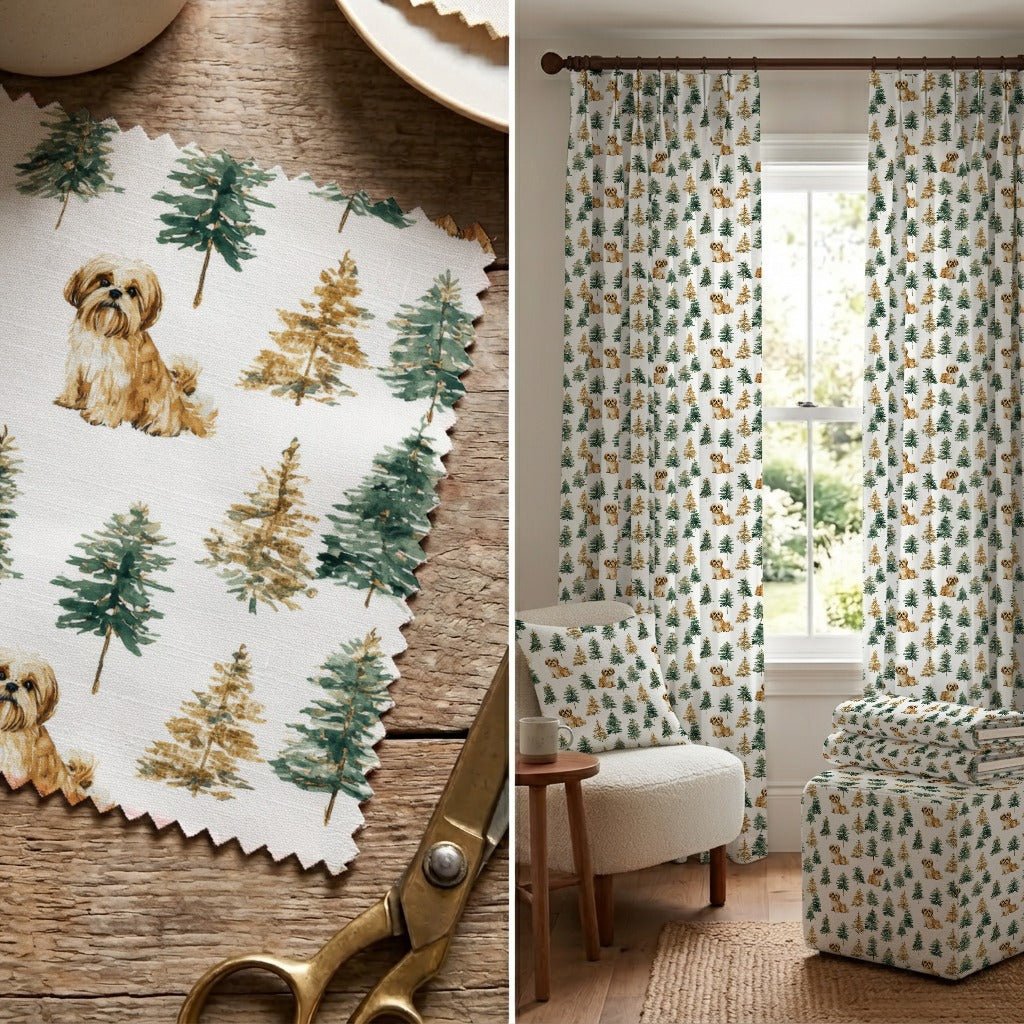 Shih Tzu Evergreen Grove - Fabric - Linen Rowe