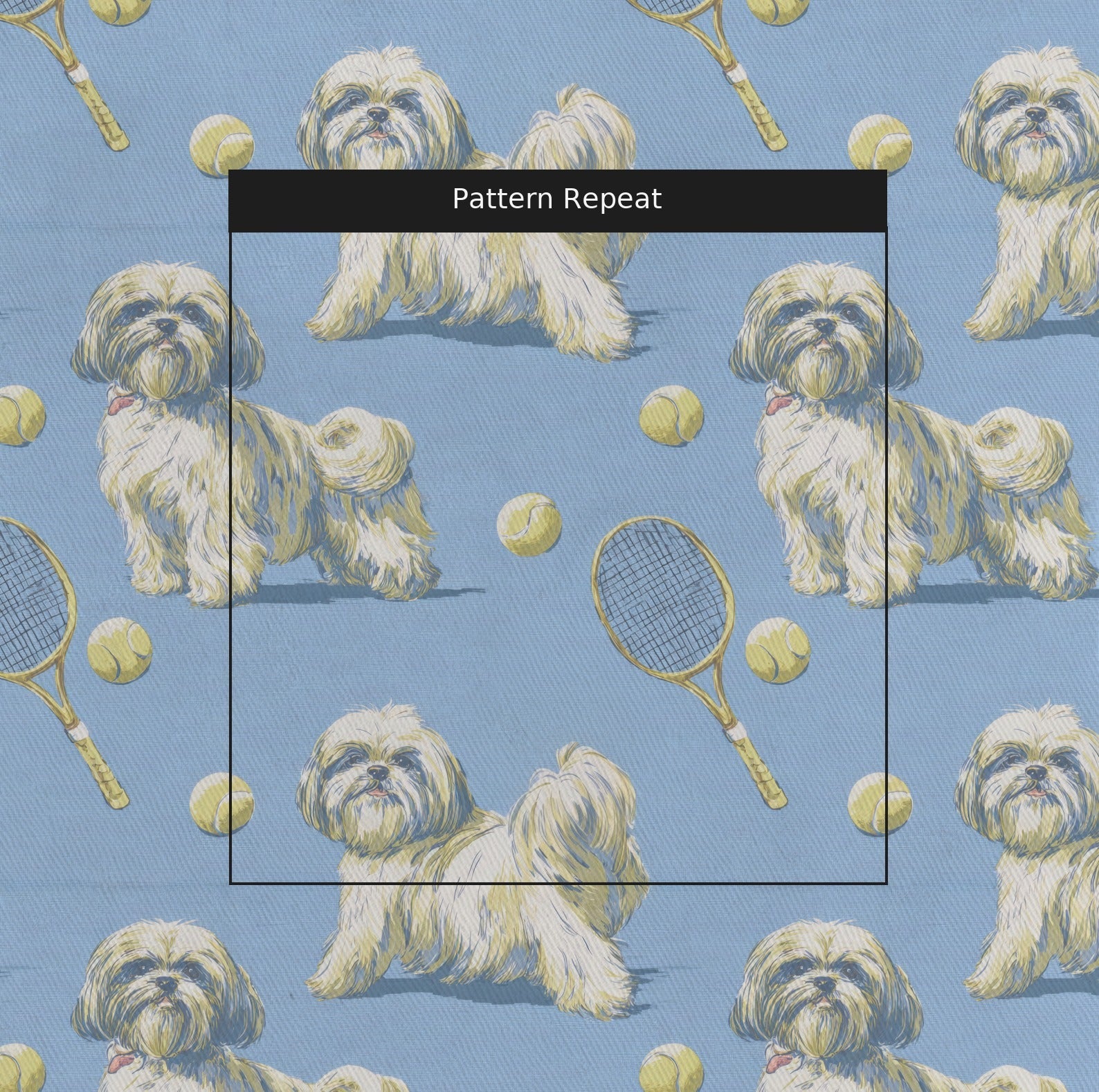 Shih Tzu Go Fetch - Fabric - Linen Rowe