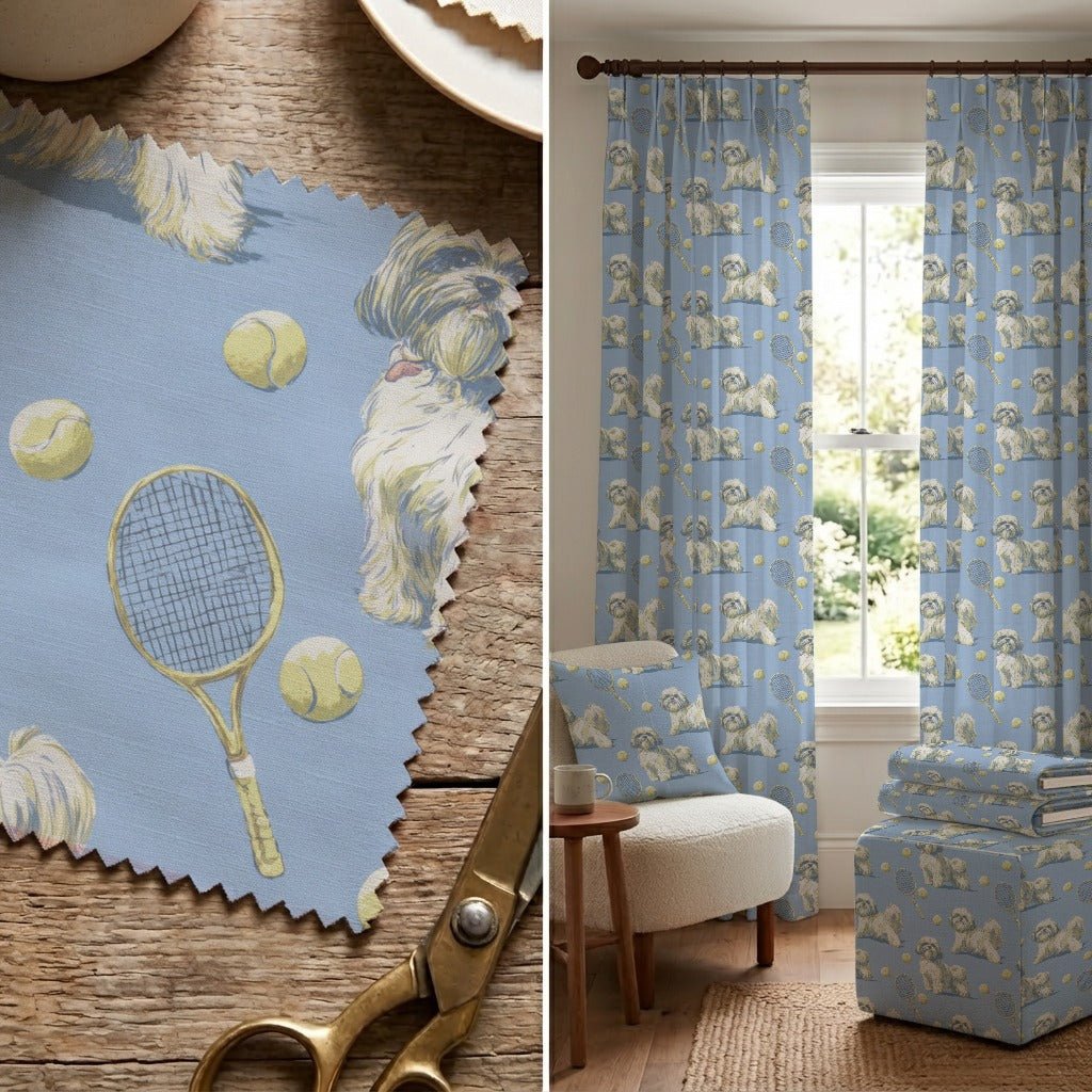 Shih Tzu Go Fetch - Fabric - Linen Rowe