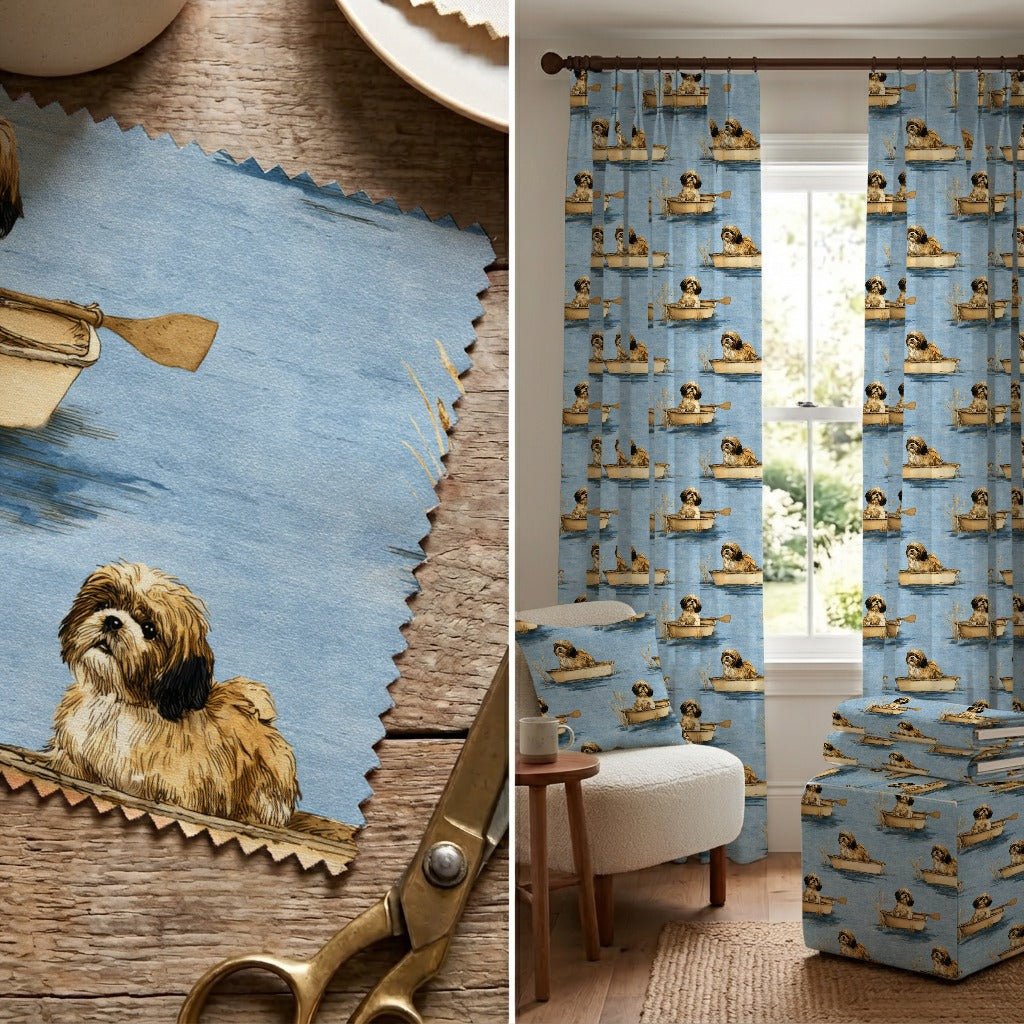 Shih Tzu Lakeside - Fabric - Linen Rowe