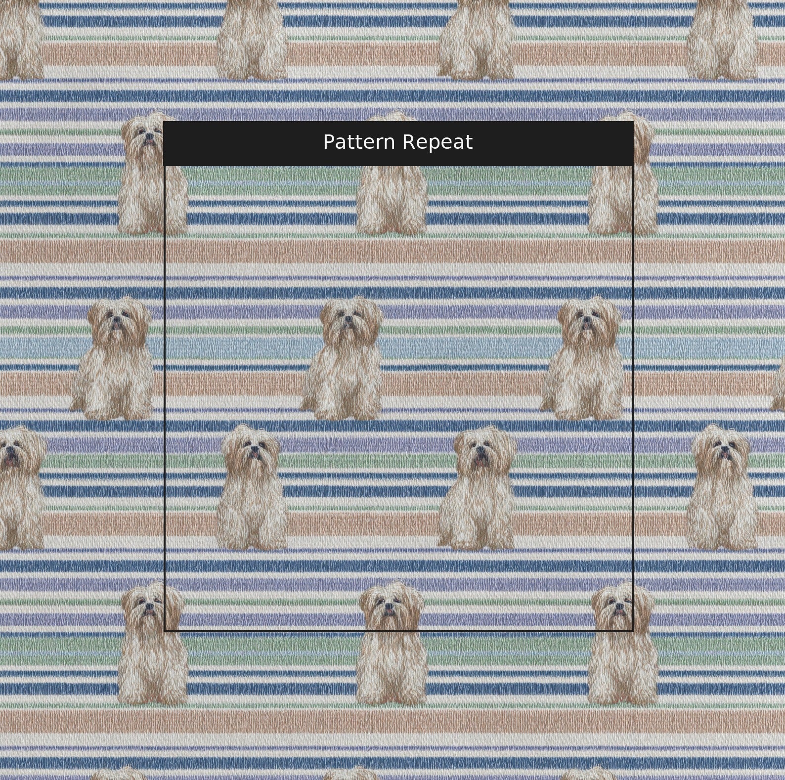 Shih Tzu Pastel Stripes - Fabric - Linen Rowe