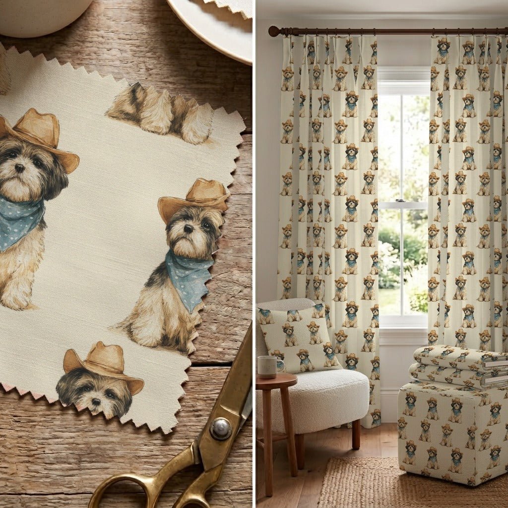 Shih Tzu Rodeo - Fabric - Linen Rowe
