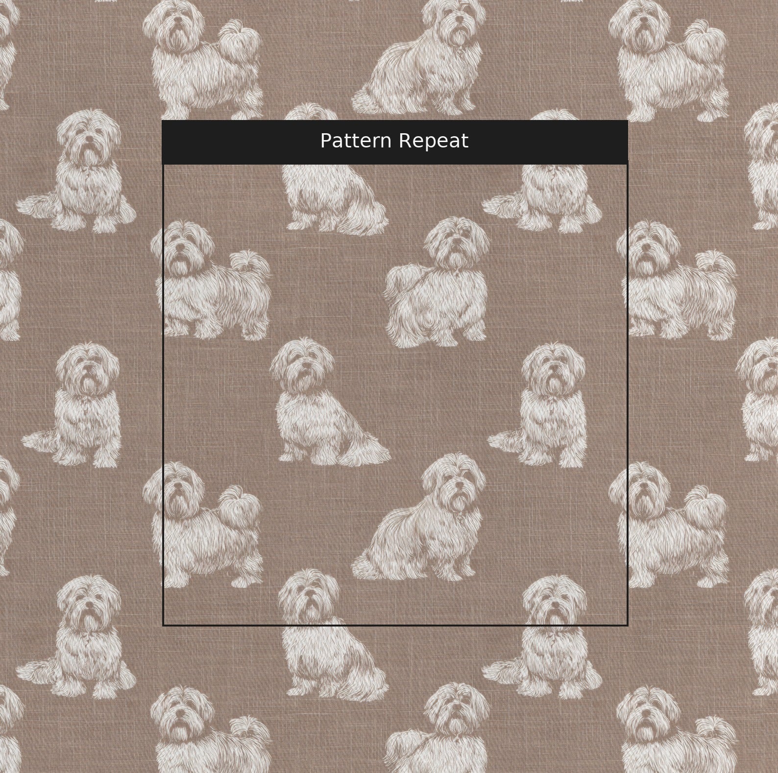 Shih Tzu Tonal Print - Fabric - Linen Rowe