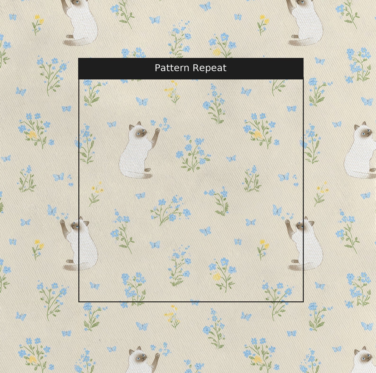 Siamese Butterfly Chase - Fabric - Linen Rowe