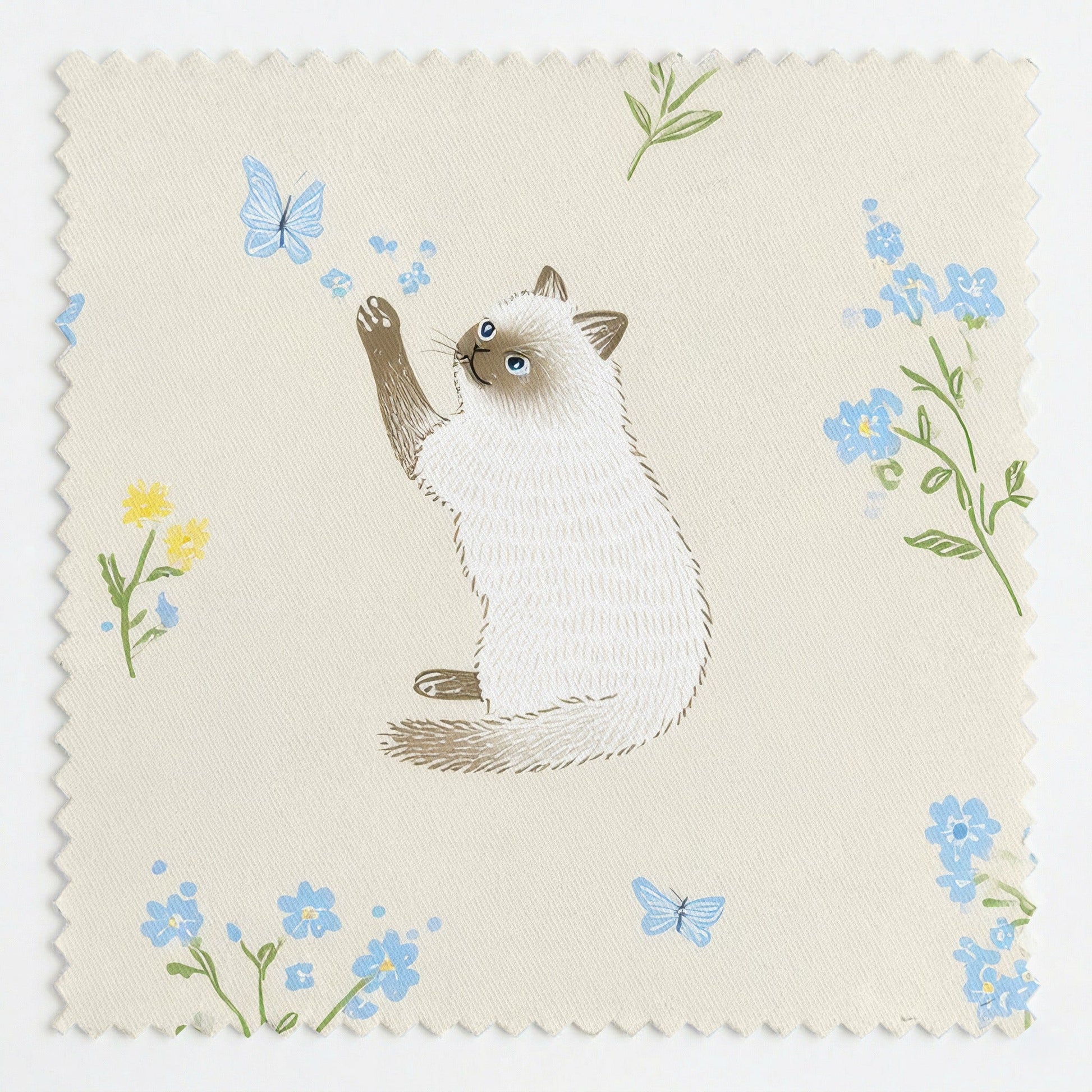 Siamese Butterfly Chase - Fabric - Linen Rowe