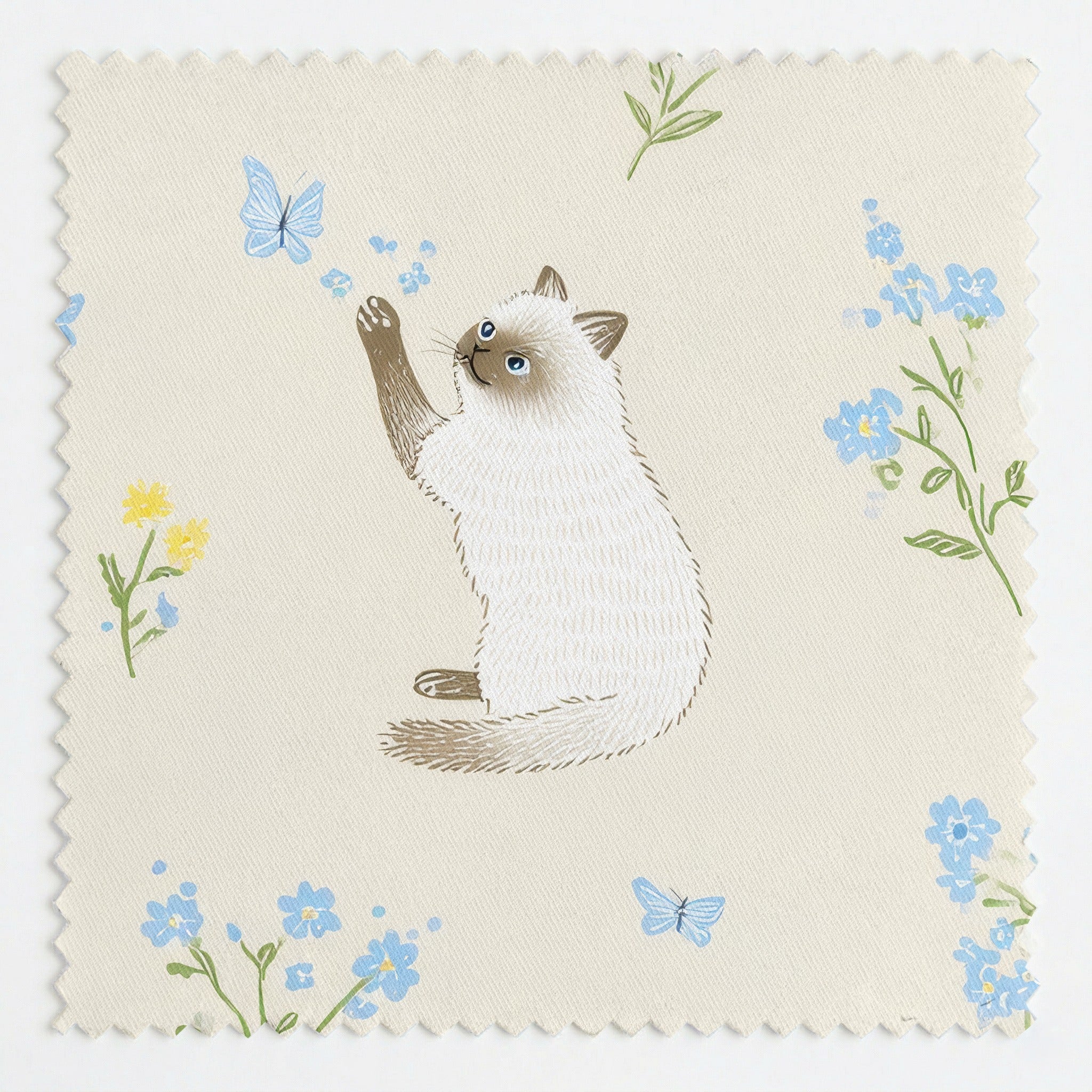 Siamese Butterfly Chase - Fabric - Linen Rowe