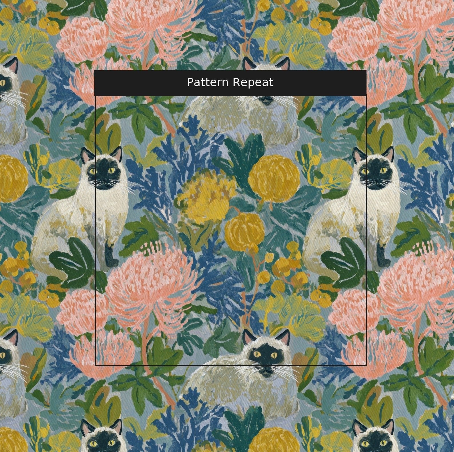 Siamese Flora - Fabric - Linen Rowe