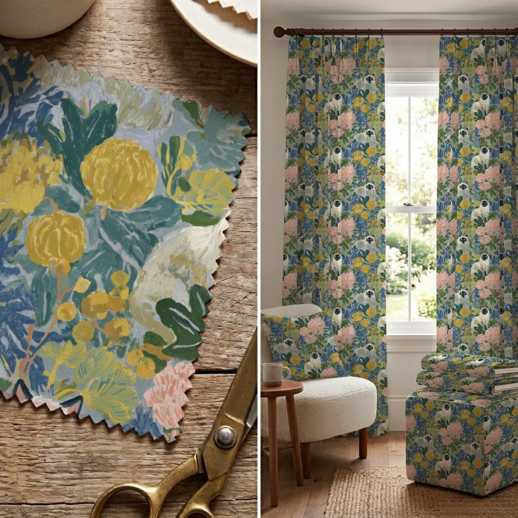 Siamese Flora - Fabric - Linen Rowe