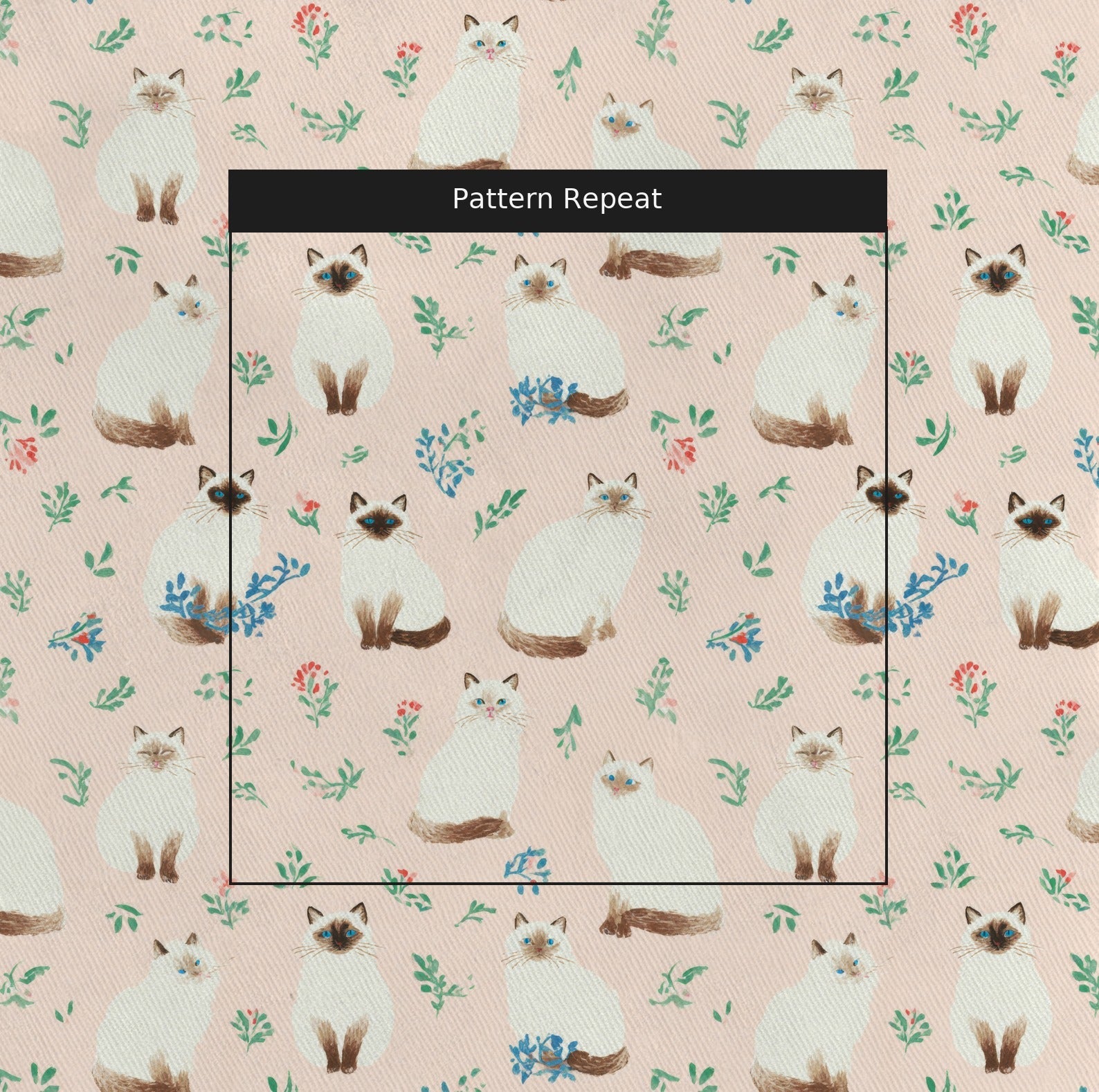 Siamese Floral - Fabric - Linen Rowe