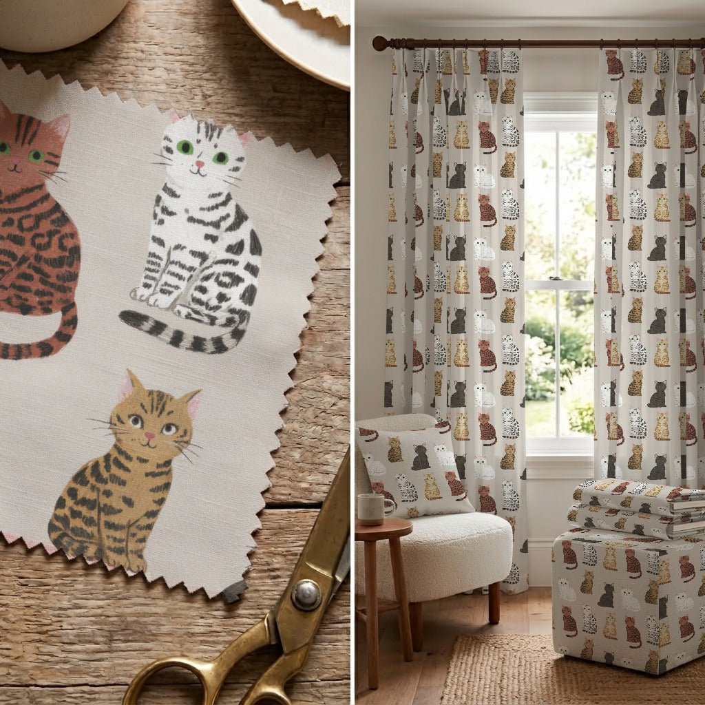 Sitting Bengals - Fabric - Linen Rowe