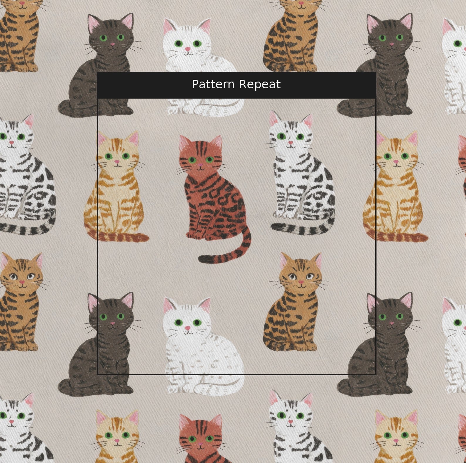 Sitting Bengals - Fabric - Linen Rowe